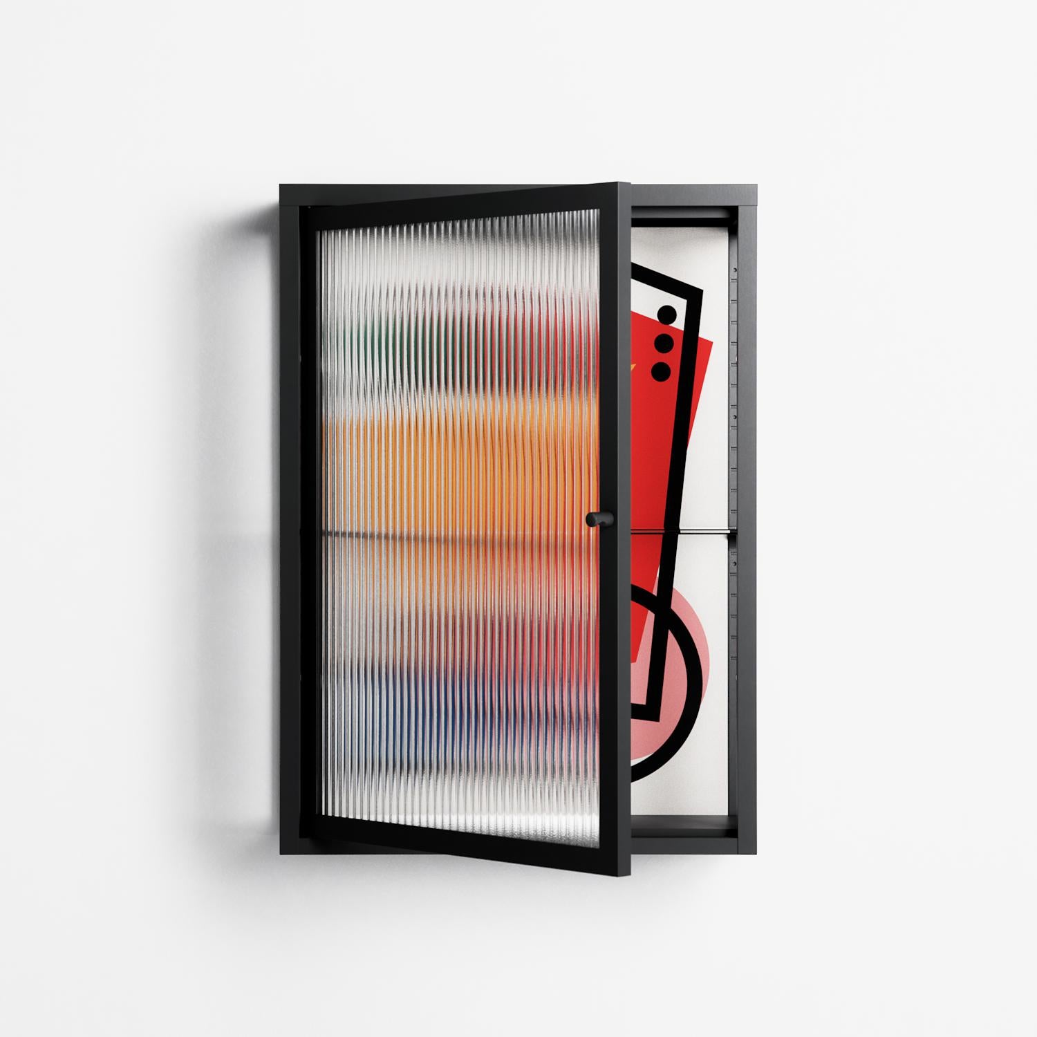 Misplaced - Wall Cabinet - Vratislav Pecka - Antracite - Reeded glass