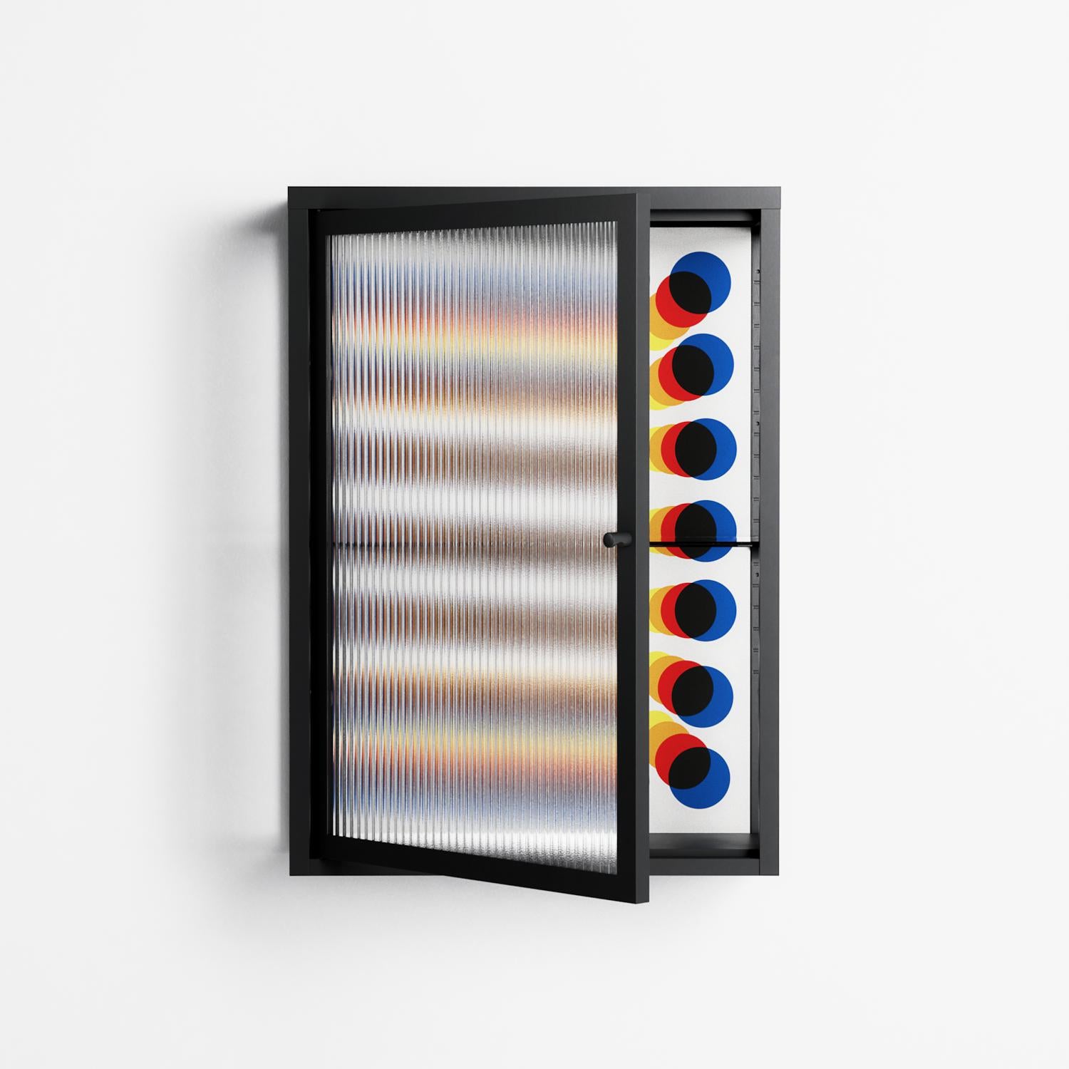 Perspektiva - Wall Cabinet - Vratislav Pecka - Antracite - Reeded glass