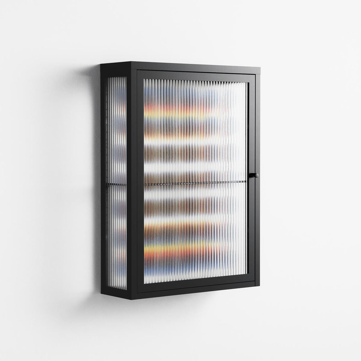 Perspektiva - Wall Cabinet - Vratislav Pecka - Antracite - Reeded glass