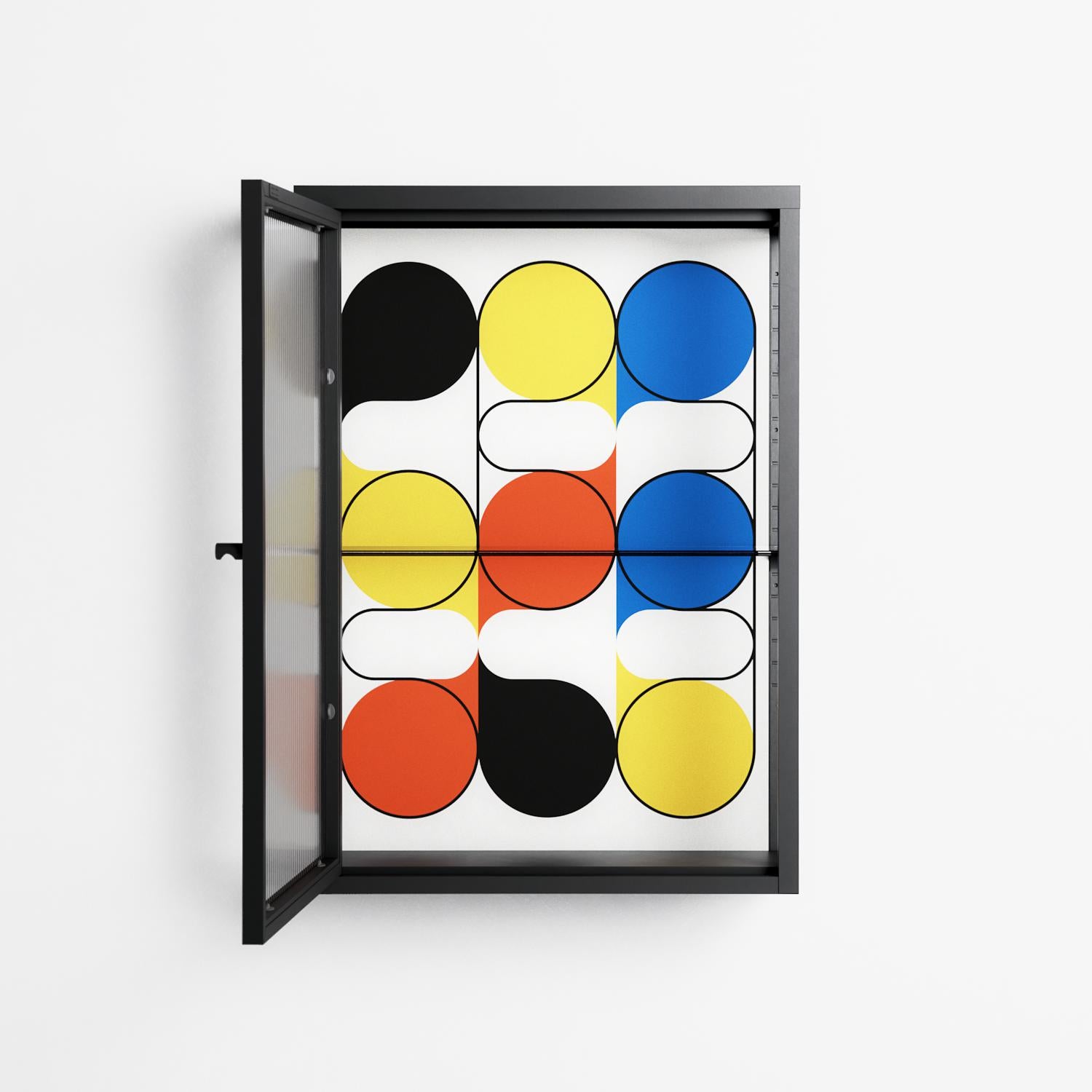 Springs - Wall Cabinet - Vratislav Pecka - Antracite - Reeded glass
