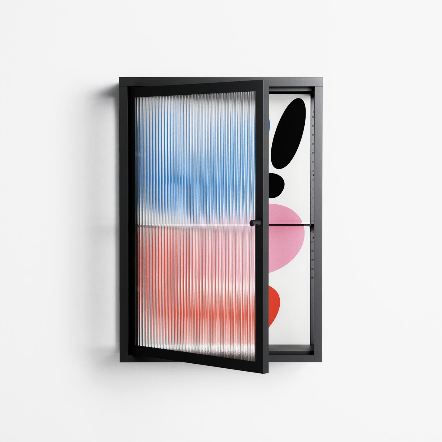 Wow - Wall Cabinet - Vratislav Pecka - Antracite - Reeded glass