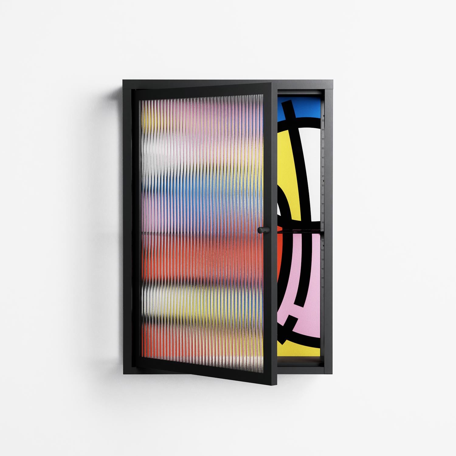 Yo - Wall Cabinet - Vratislav Pecka - Antracite - Reeded glass