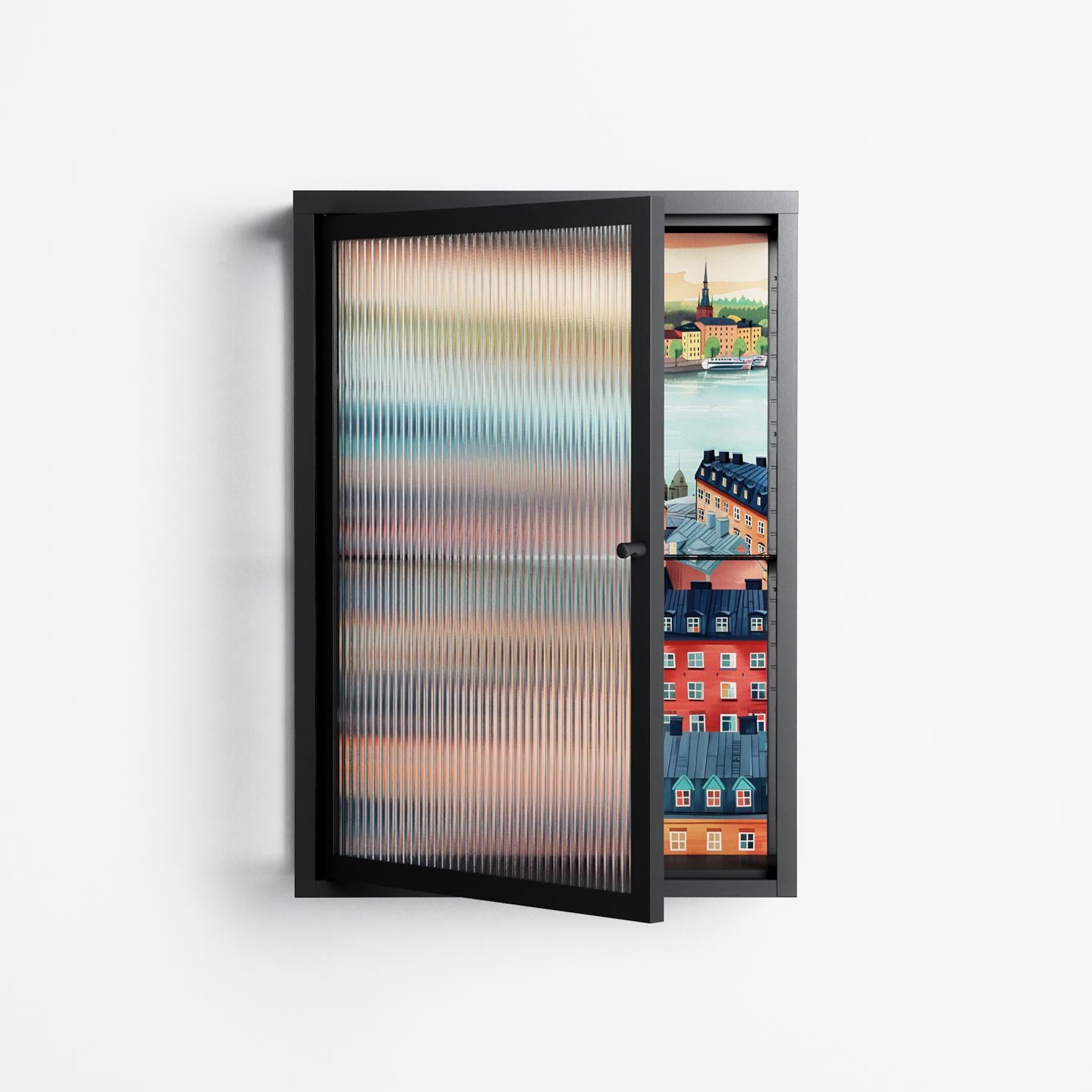 Gamla Stan - Wall Cabinet - Nur Rydberg - Antracite - Reeded glass