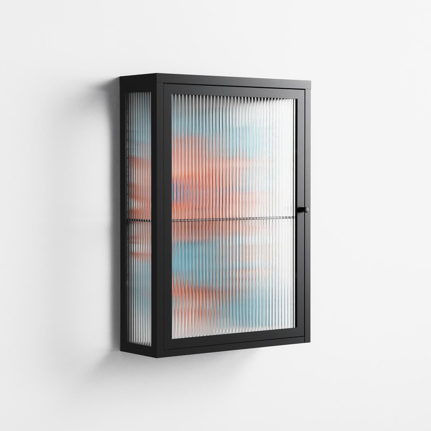 Big Orange Blooms 2 - Wall Cabinet - Katie O’Shea - Antracite - Reeded glass