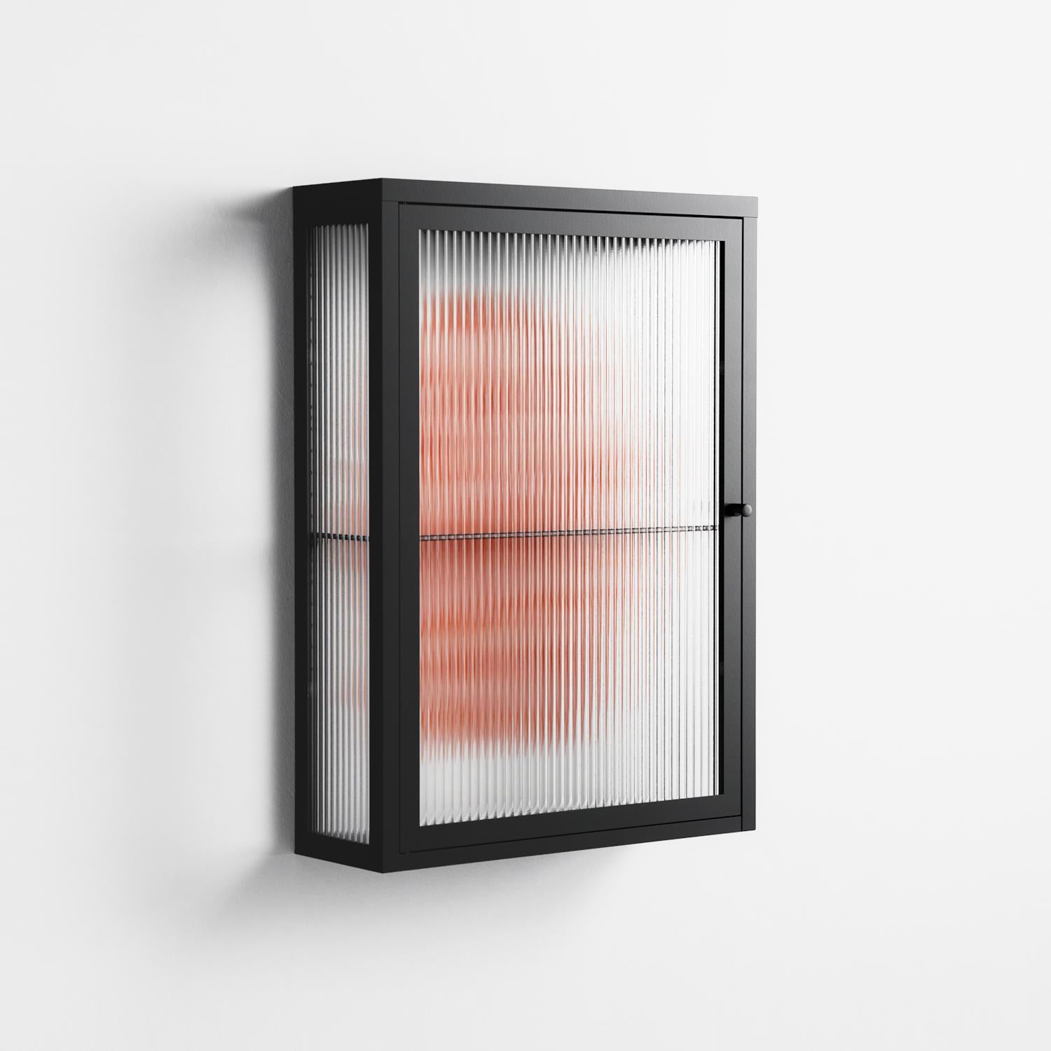 Orange Flowers 1 - Wall Cabinet - Katie O’Shea - Antracite - Reeded glass