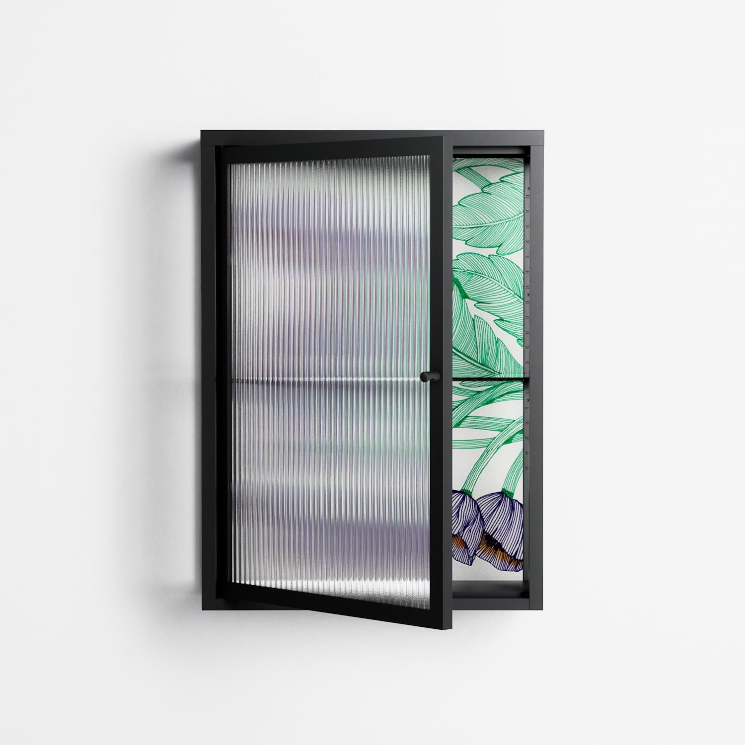 Tulips Purple - Wall Cabinet - Katie O’Shea - Antracite - Reeded glass