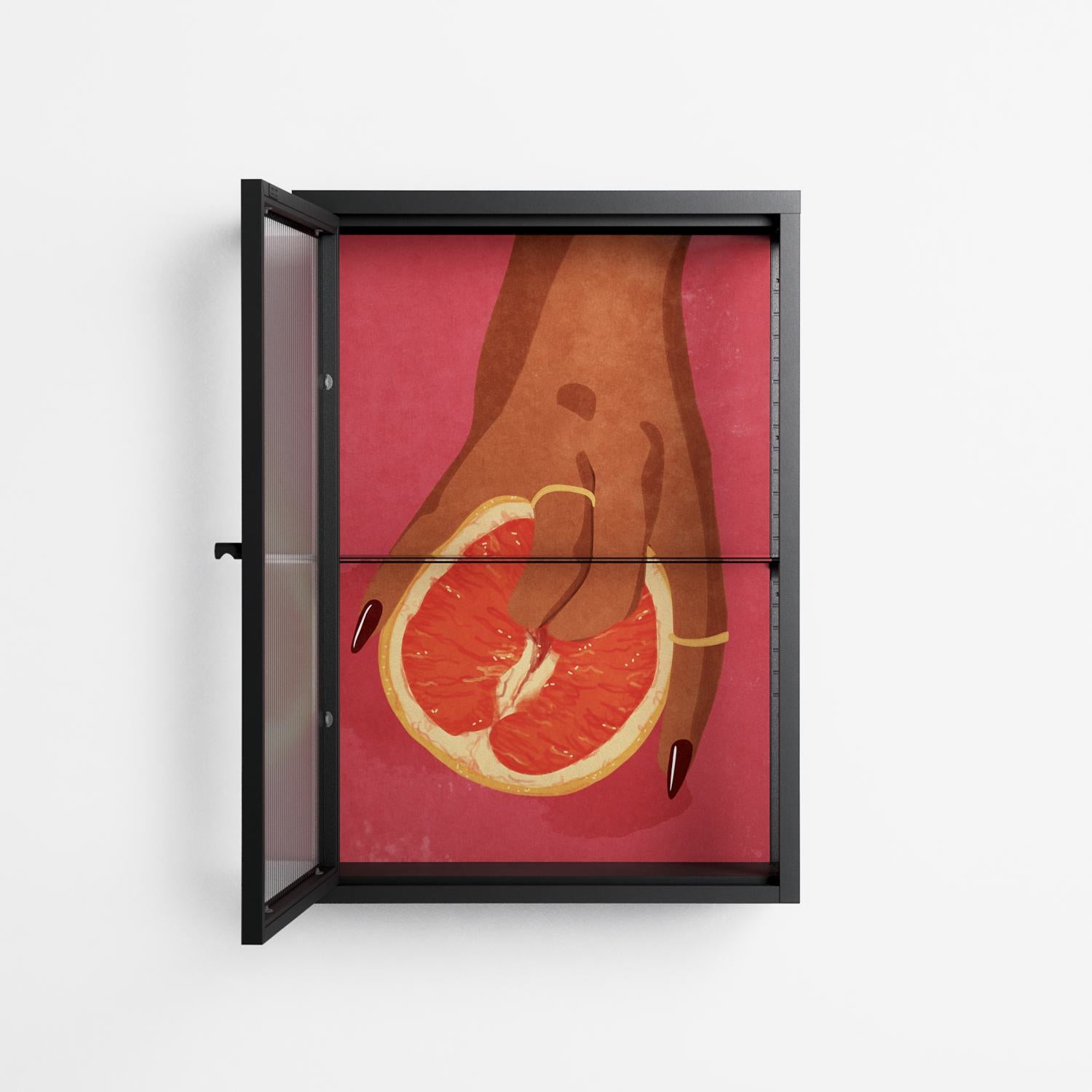 Fruit Love Pink - Wall Cabinet - Raissa Oltmanns - Antracite - Reeded glass