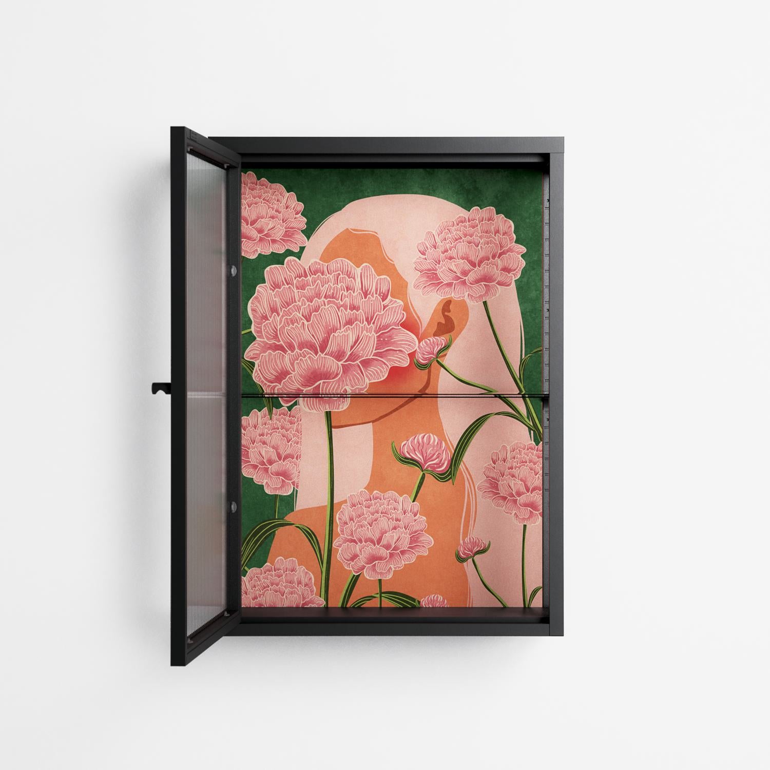 Inside Flowers - Wall Cabinet - Raissa Oltmanns - Antracite - Reeded glass