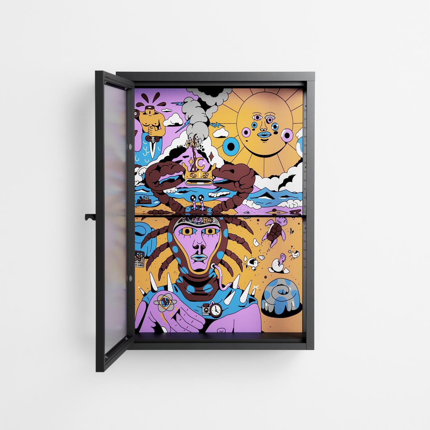 Solar Cancer - Wall Cabinet - Cezar Berje - Antracite - Reeded glass
