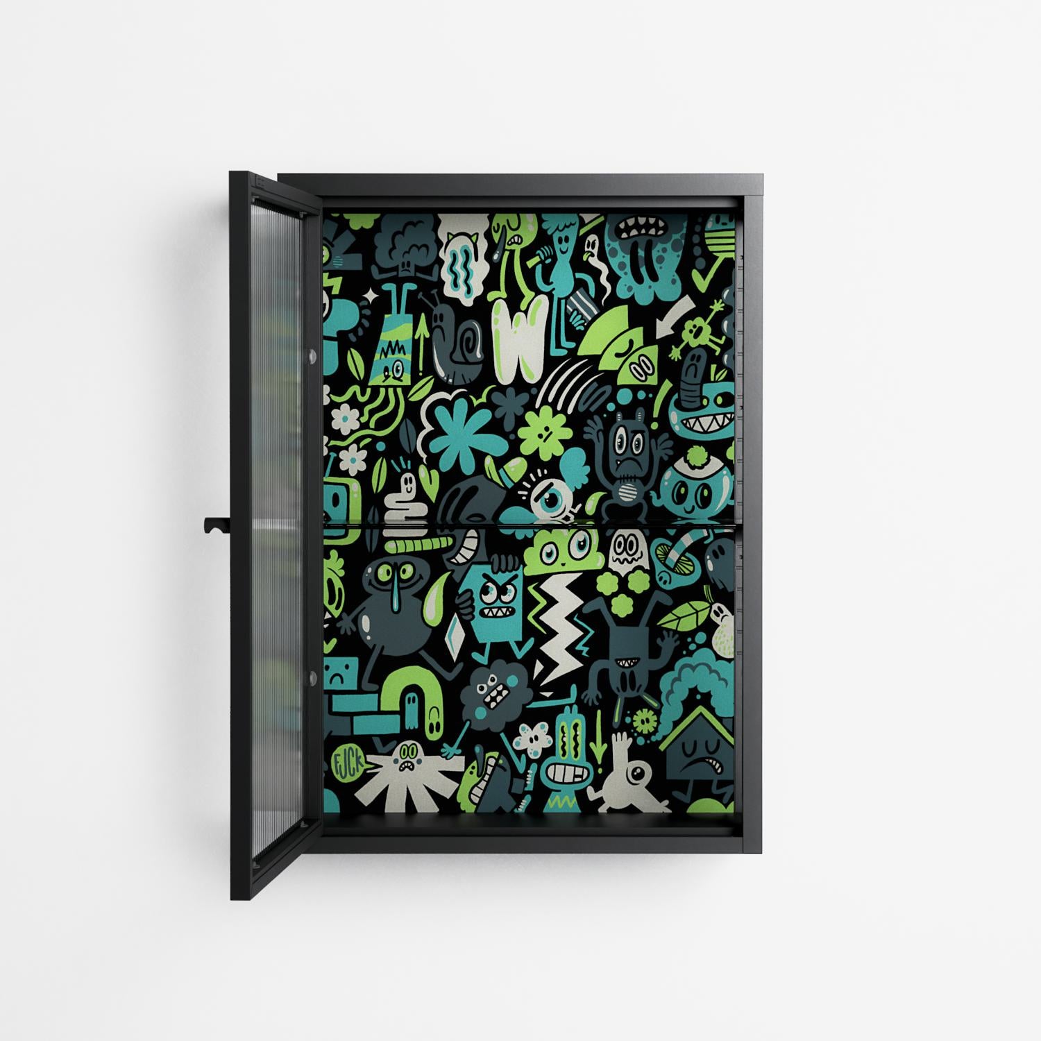 Shapes and Faces - Wall Cabinet - Craig Watkins - Antracite - Reeded glass