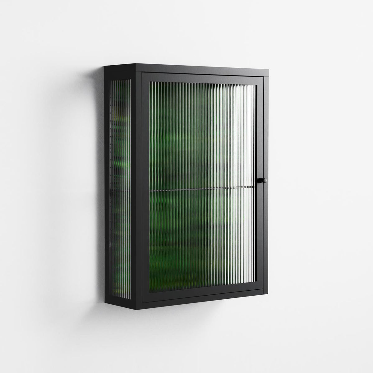 Wottosque Green - Wall Cabinet - Craig Watkins - Antracite - Reeded glass