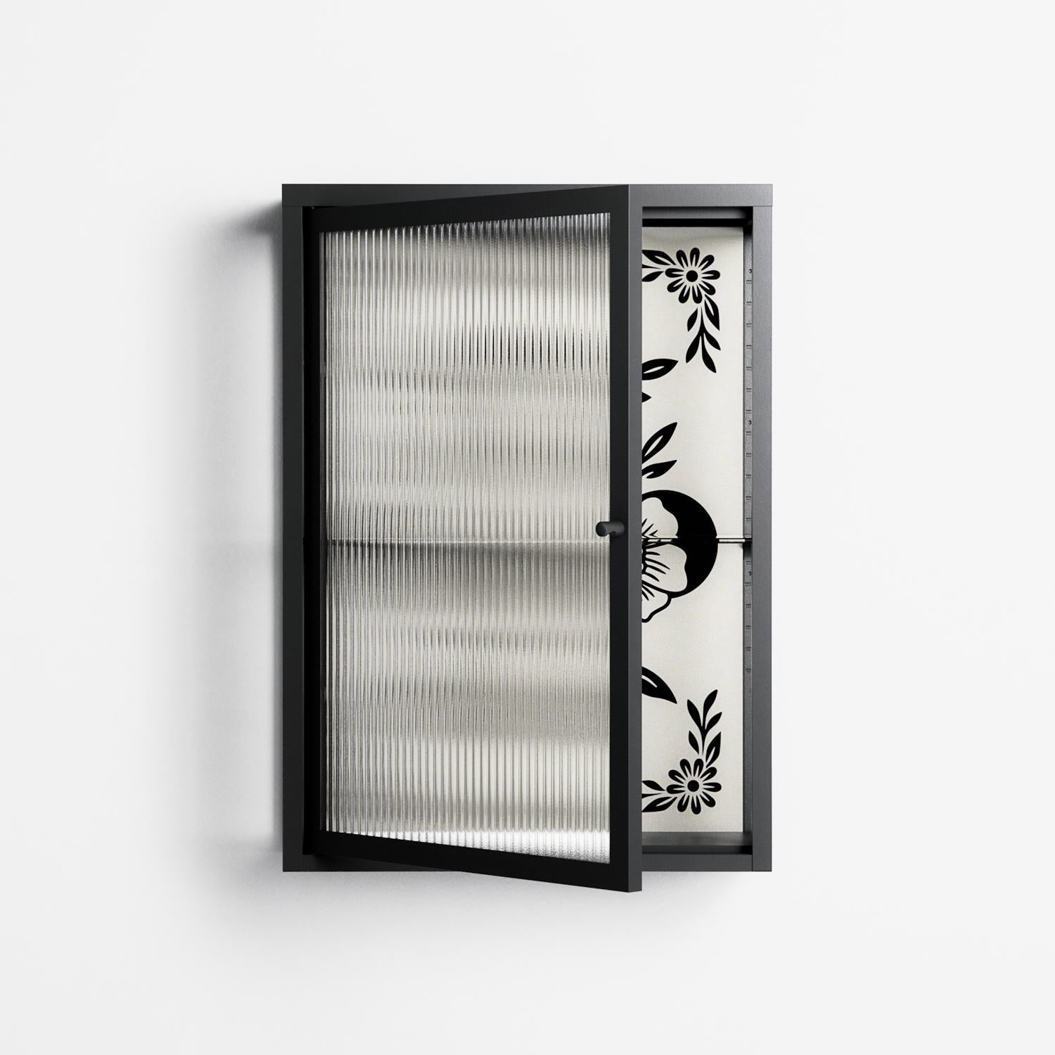 Barbed Bloom - Wall Cabinet - Daphna Sebbane - Antracite - Reeded glass