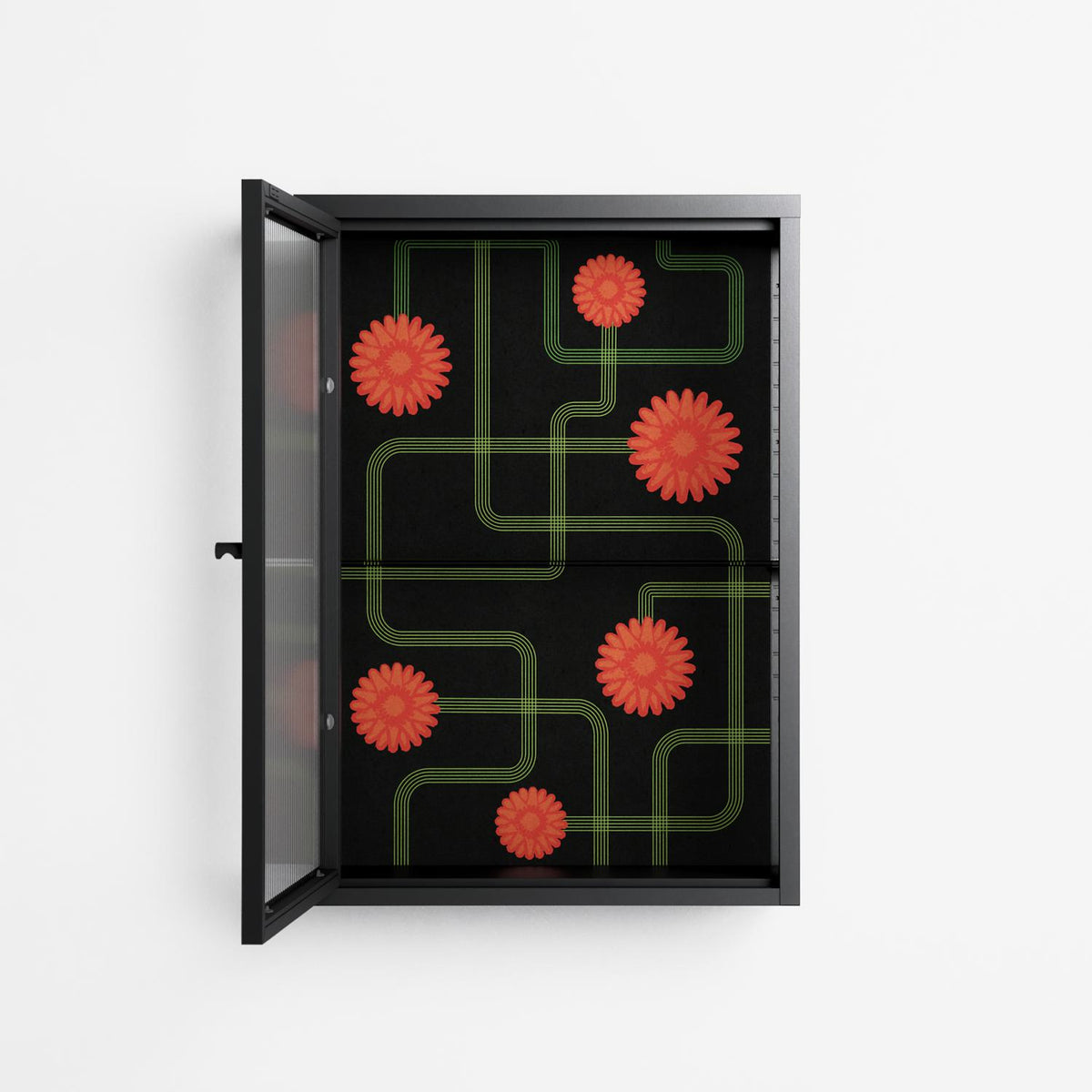 Floral Pipes - Wall Cabinet - Kristin Eriksson - Antracite - Reeded glass
