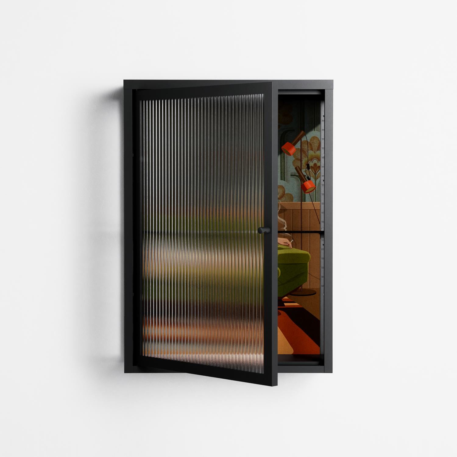 Waiting Game - Wall Cabinet - Kristin Eriksson - Antracite - Reeded glass