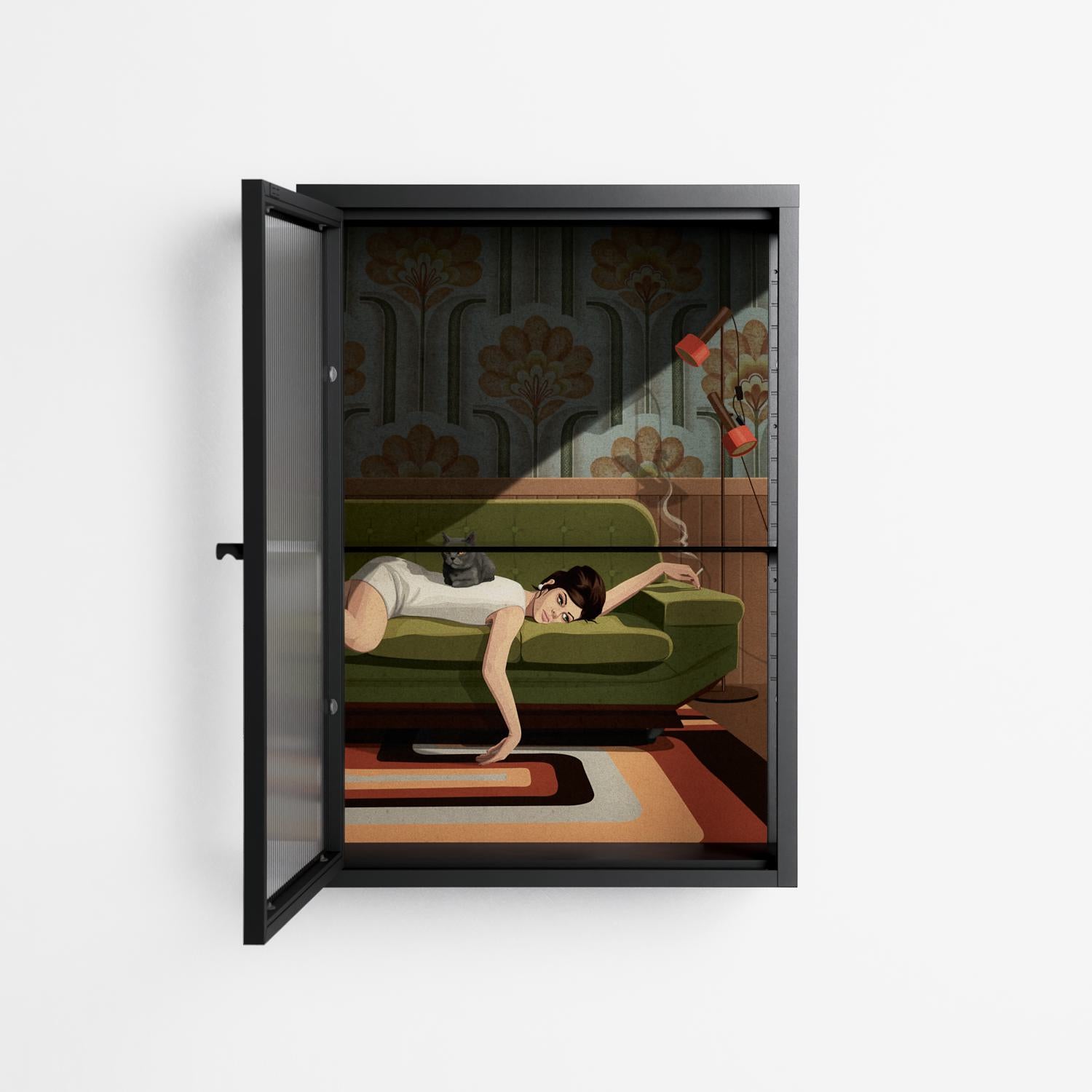 Waiting Game - Wall Cabinet - Kristin Eriksson - Antracite - Reeded glass
