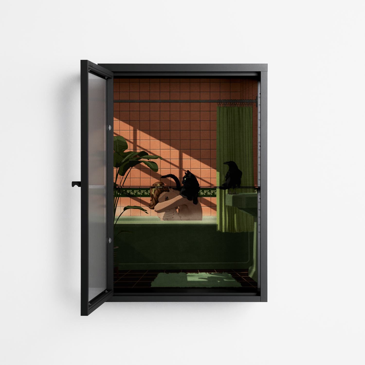 Bad Omen - Wall Cabinet - Kristin Eriksson - Antracite - Reeded glass