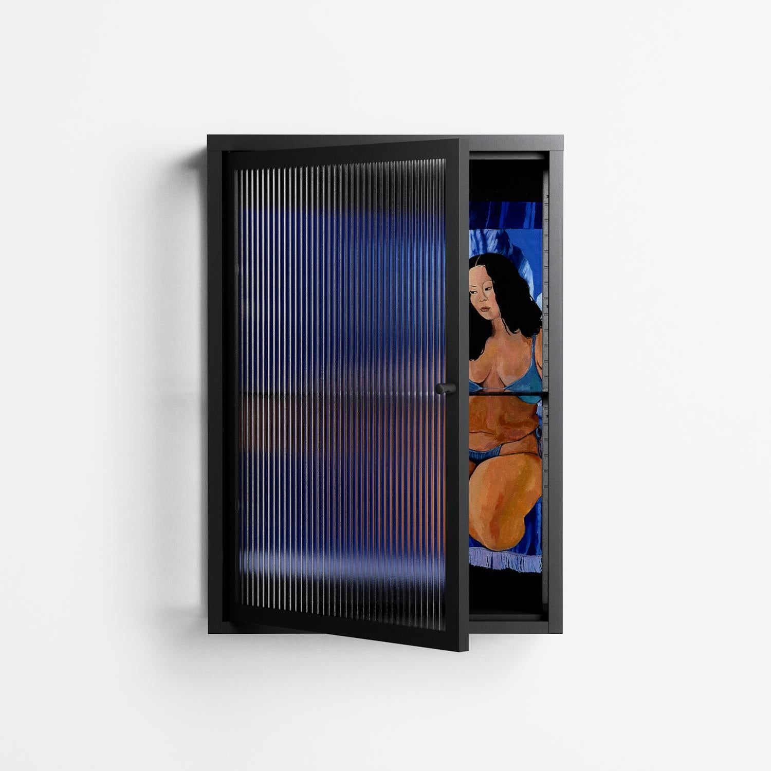 Blue Velvet - Wall Cabinet - Sophie Goudman-Peachey - Antracite - Reeded glass