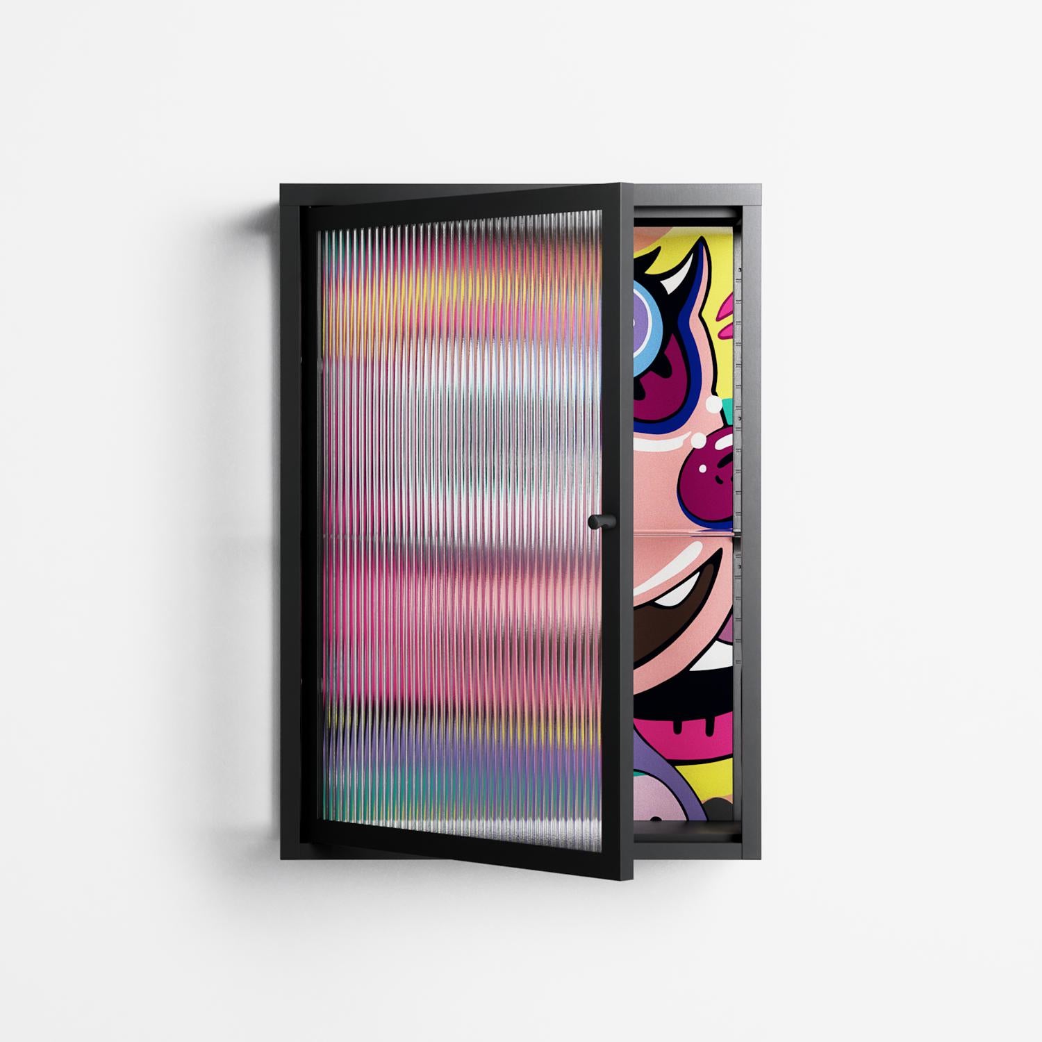 HappyFe - Wall Cabinet - Maddalena Fanfani - Antracite - Reeded glass
