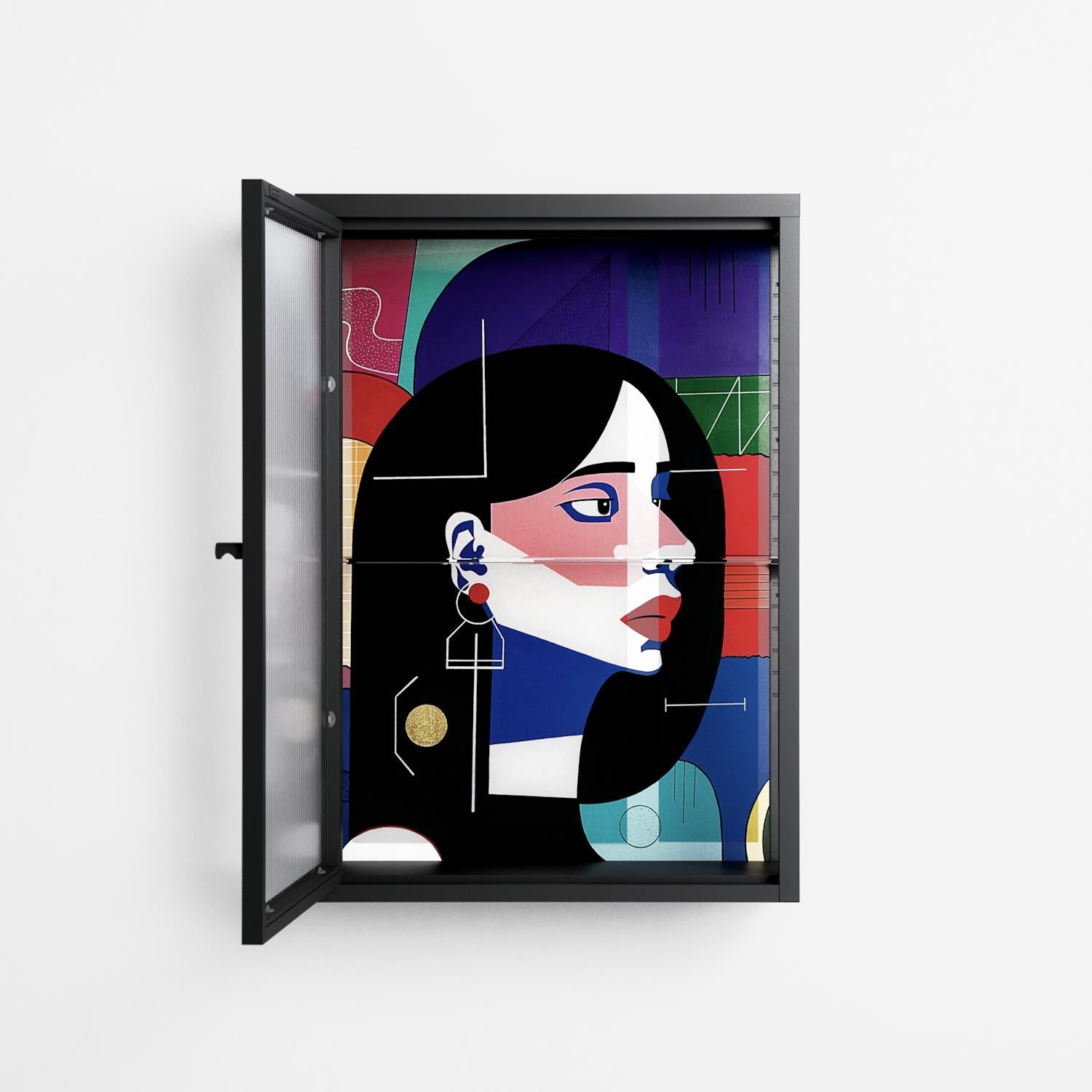Chained To Perception - Wall Cabinet - Mathilda Kienast - Antracite - Reeded glass