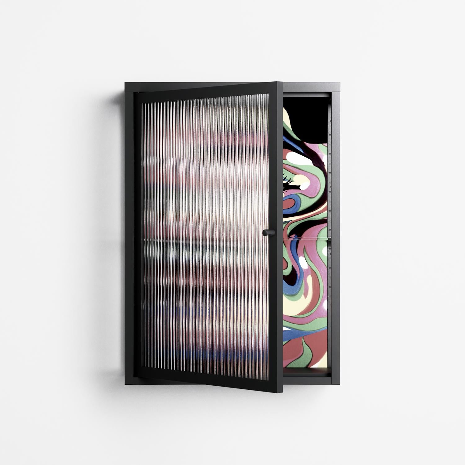 Orbiting Around Herself - Wall Cabinet - Mathilda Kienast - Antracite - Reeded glass