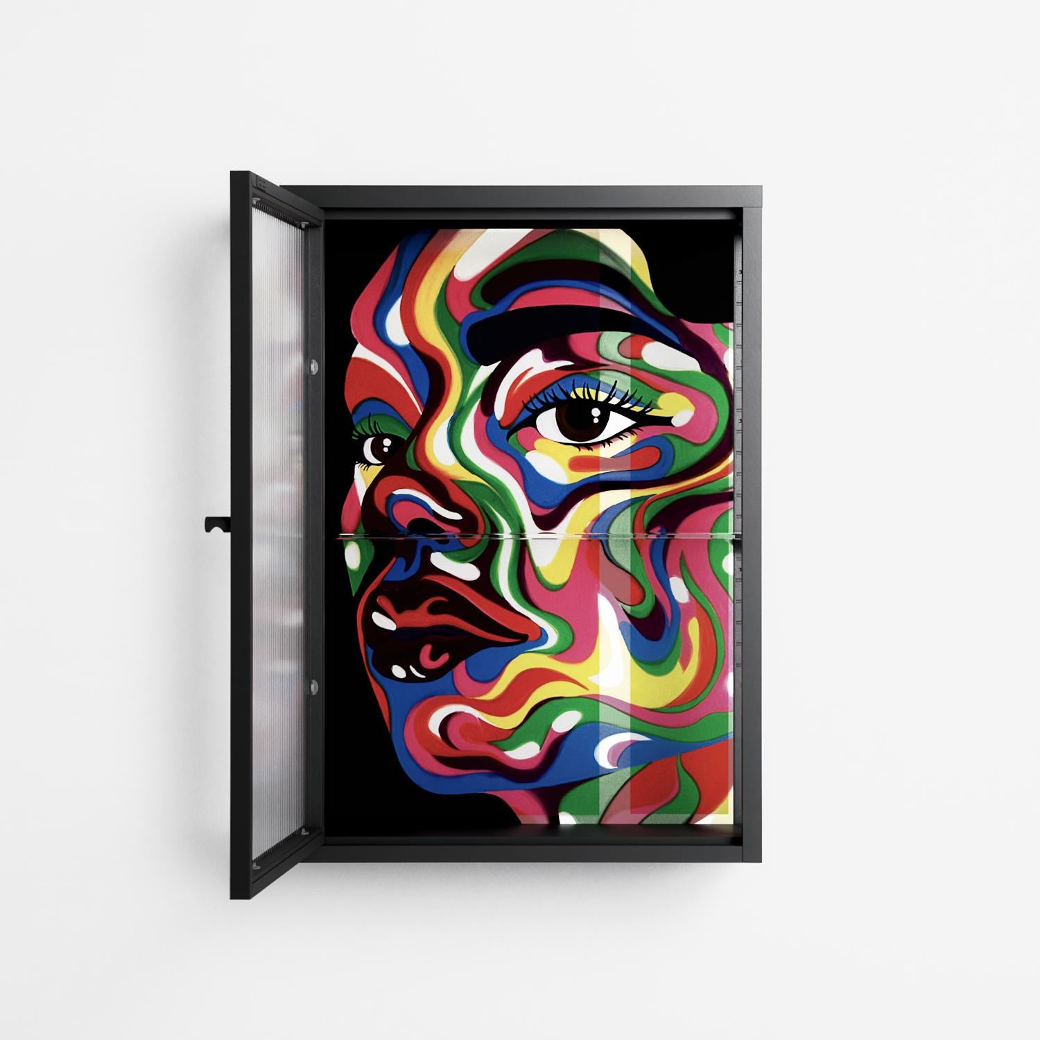 Orbiting Around Herself - Wall Cabinet - Mathilda Kienast - Antracite - Reeded glass