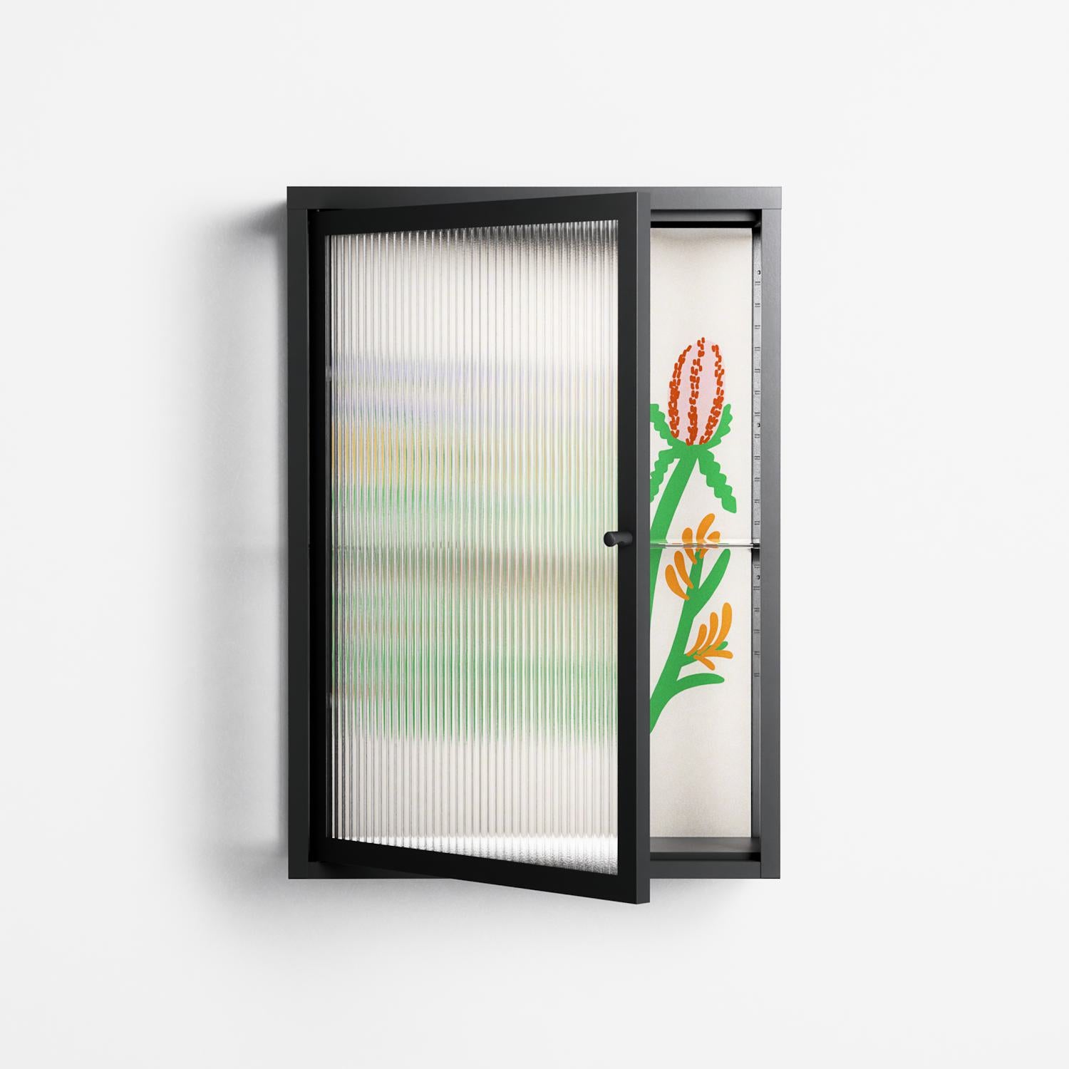 Bouquets Cream - Wall Cabinet - Lydia Greaves - Antracite - Reeded glass