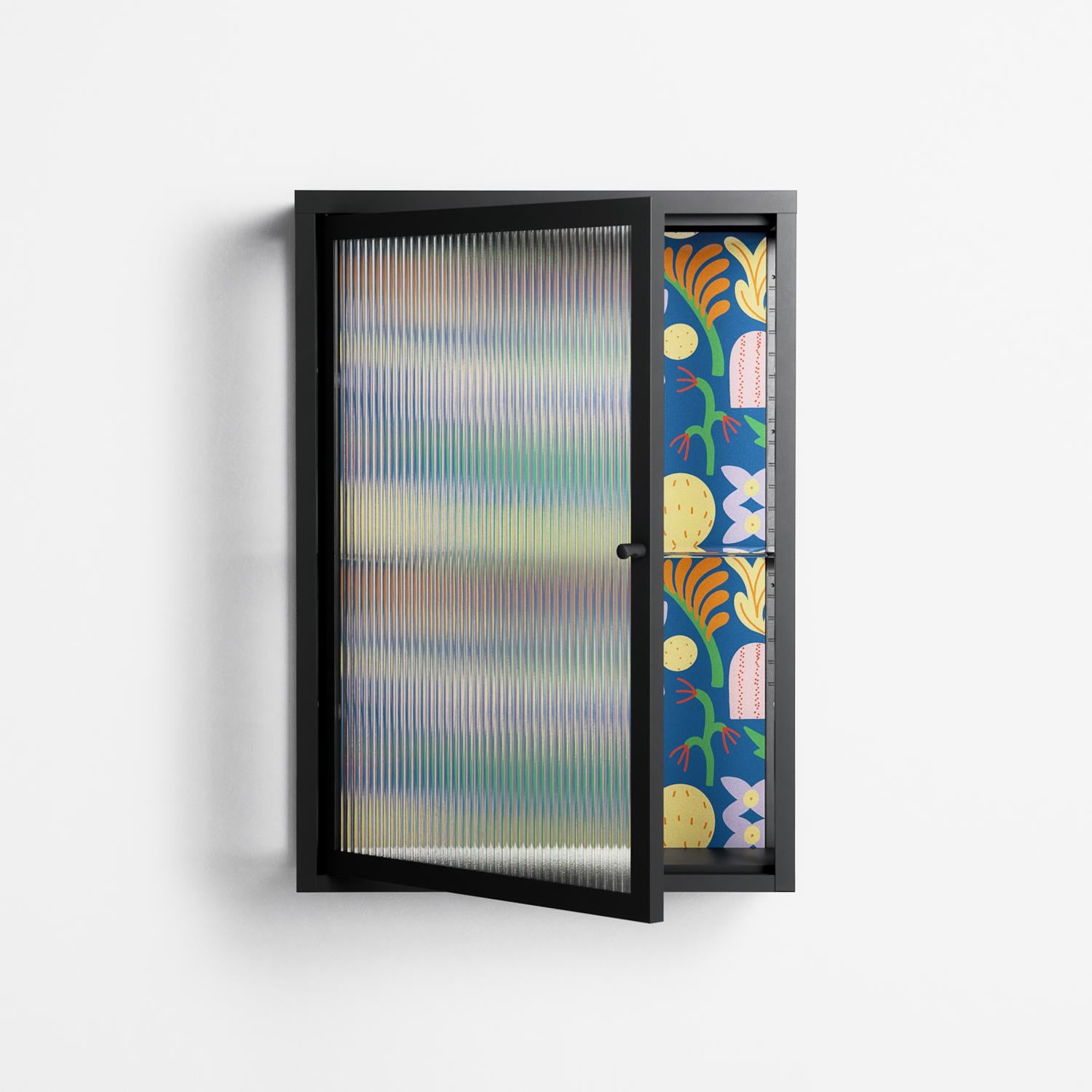Shapes Blue - Wall Cabinet - Lydia Greaves - Antracite - Reeded glass