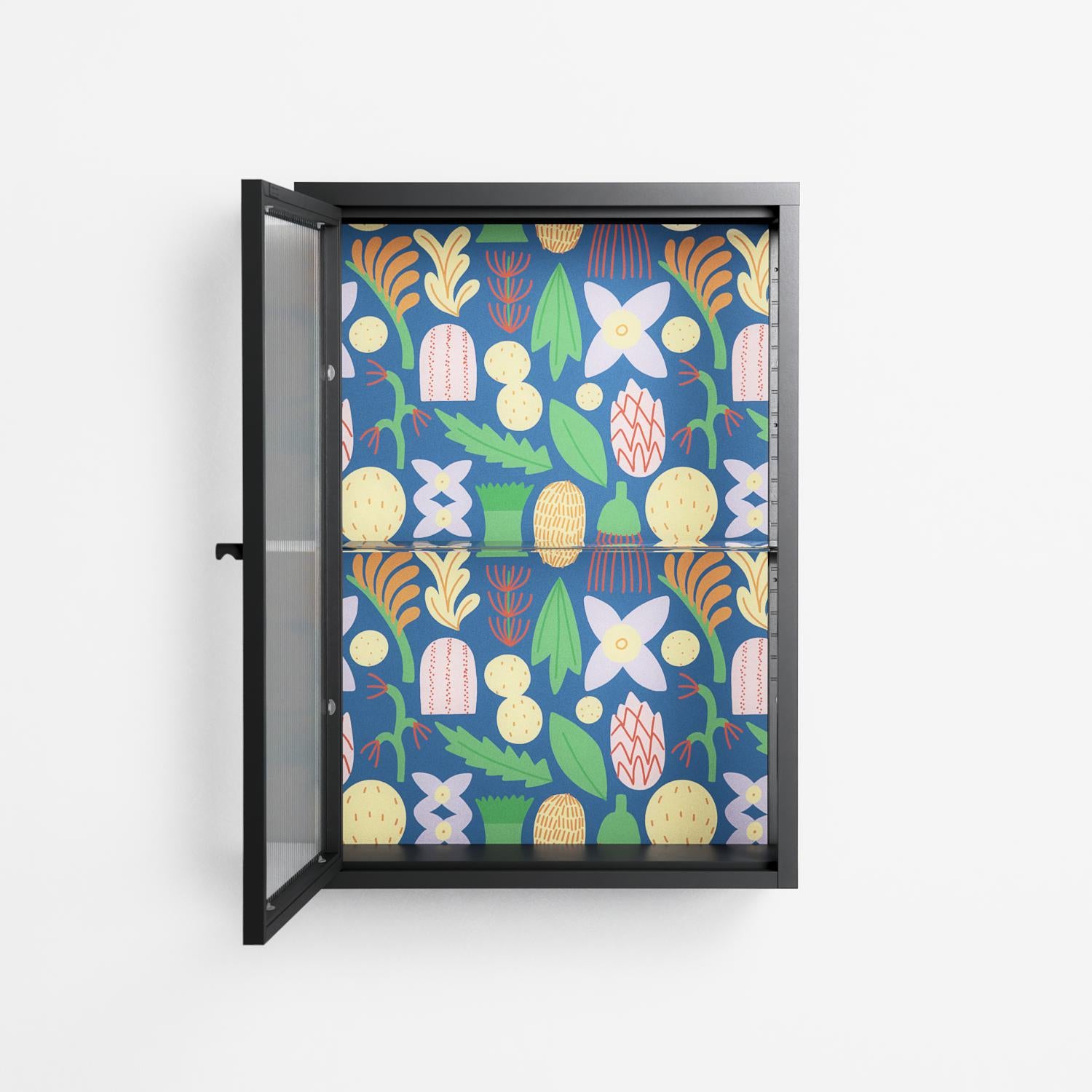 Shapes Blue - Wall Cabinet - Lydia Greaves - Antracite - Reeded glass