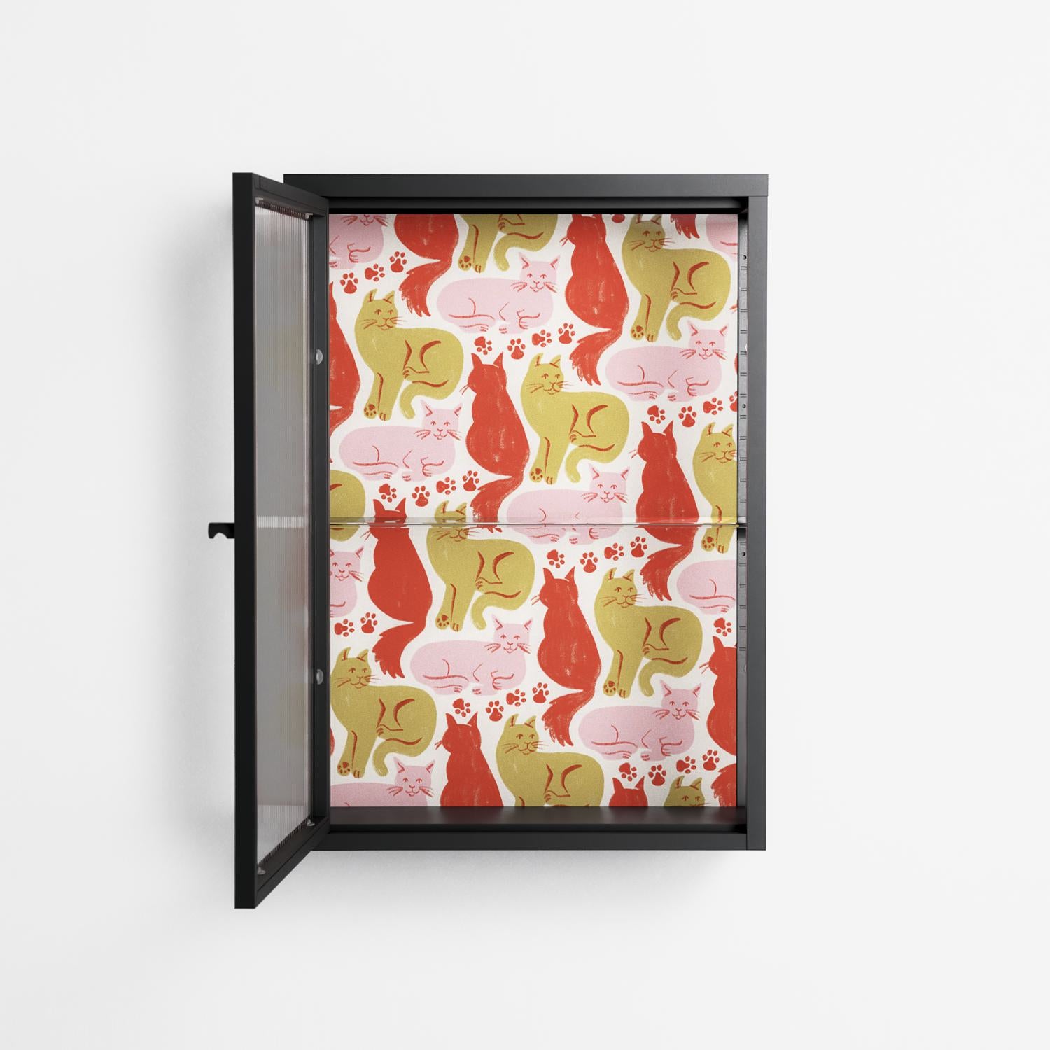 Cats - Wall Cabinet - Lydia Greaves - Antracite - Reeded glass
