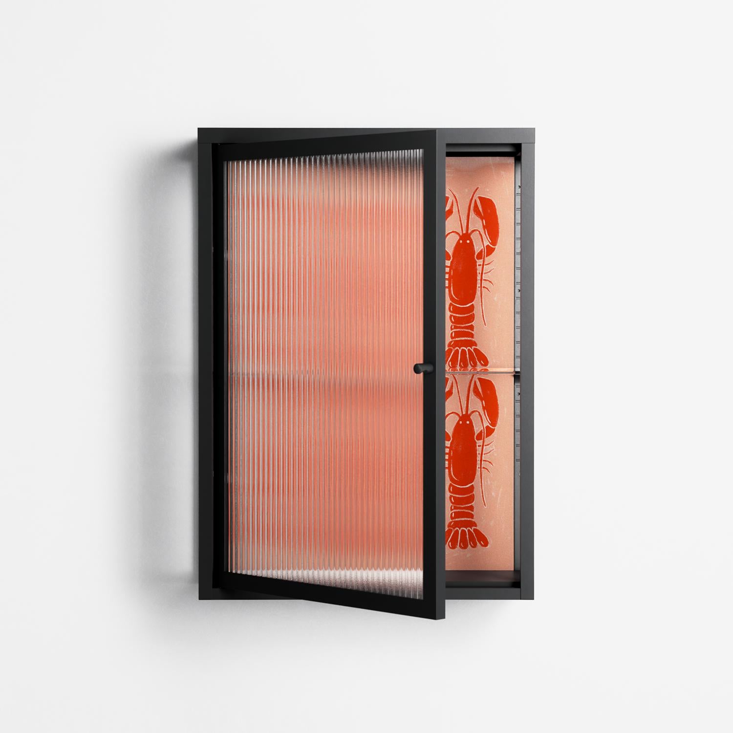 Lobsters - Wall Cabinet - Lydia Greaves - Antracite - Reeded glass