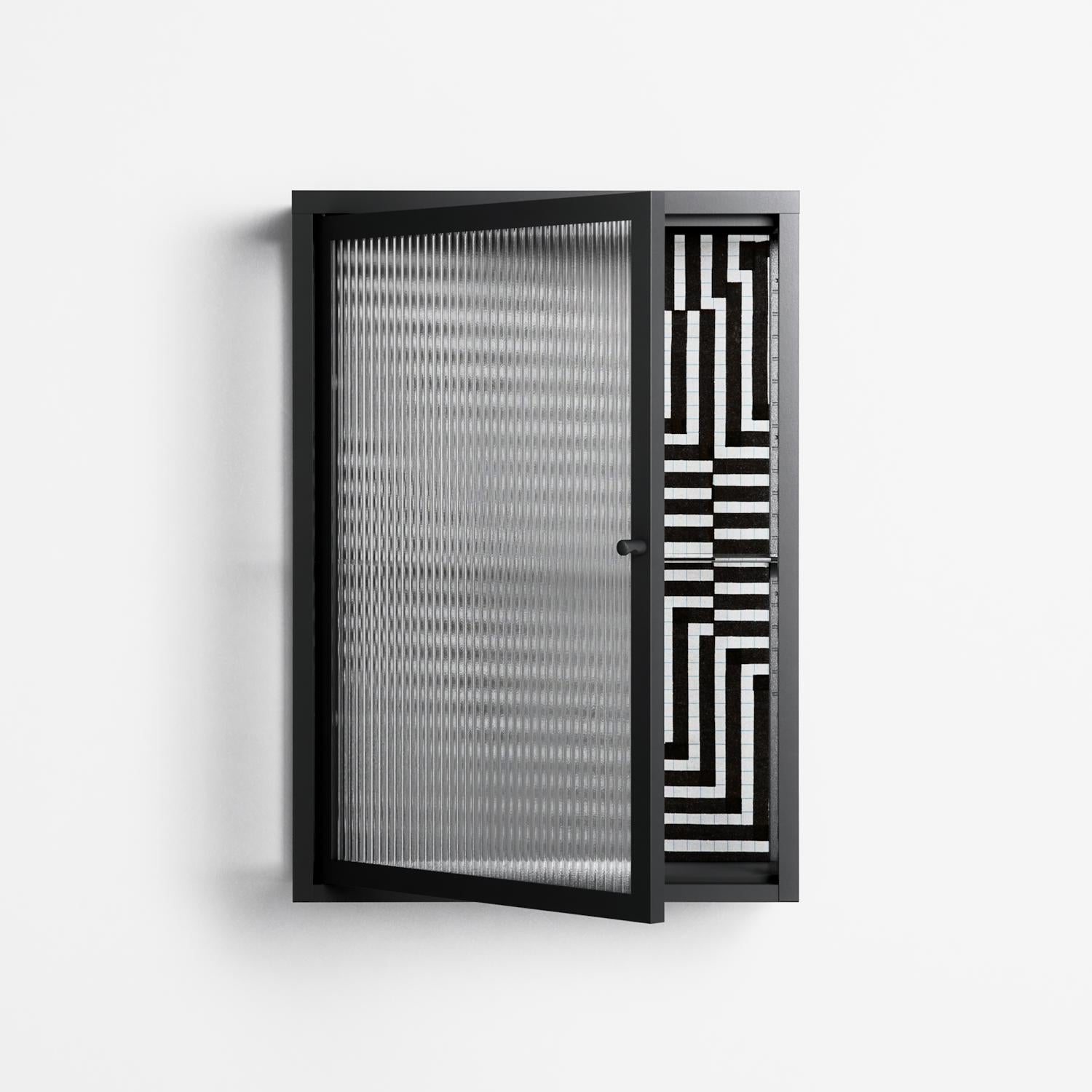 Rectangle In Rectangle - Wall Cabinet - Guido De Boer - Antracite - Reeded glass