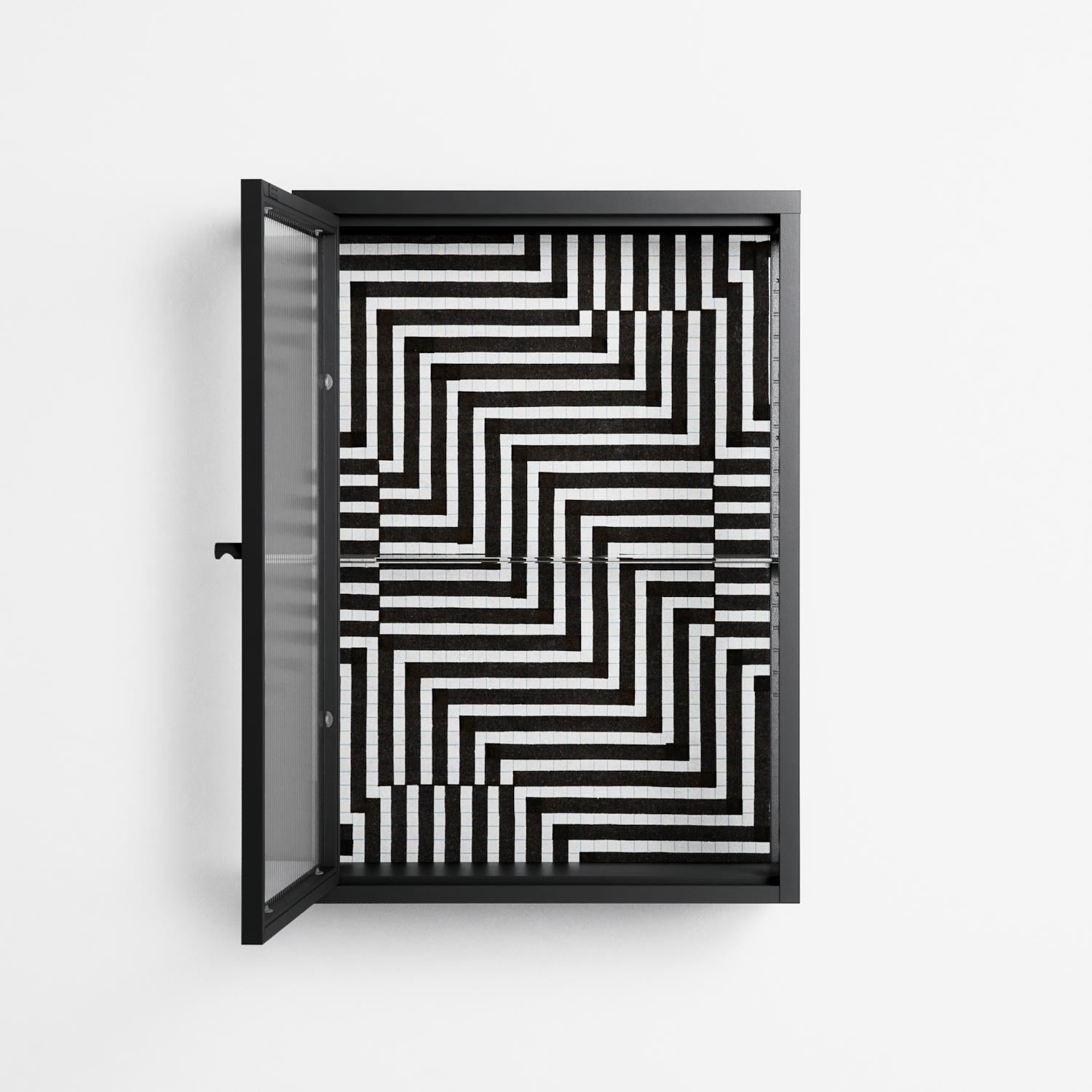 Rectangle In Rectangle - Wall Cabinet - Guido De Boer - Antracite - Reeded glass