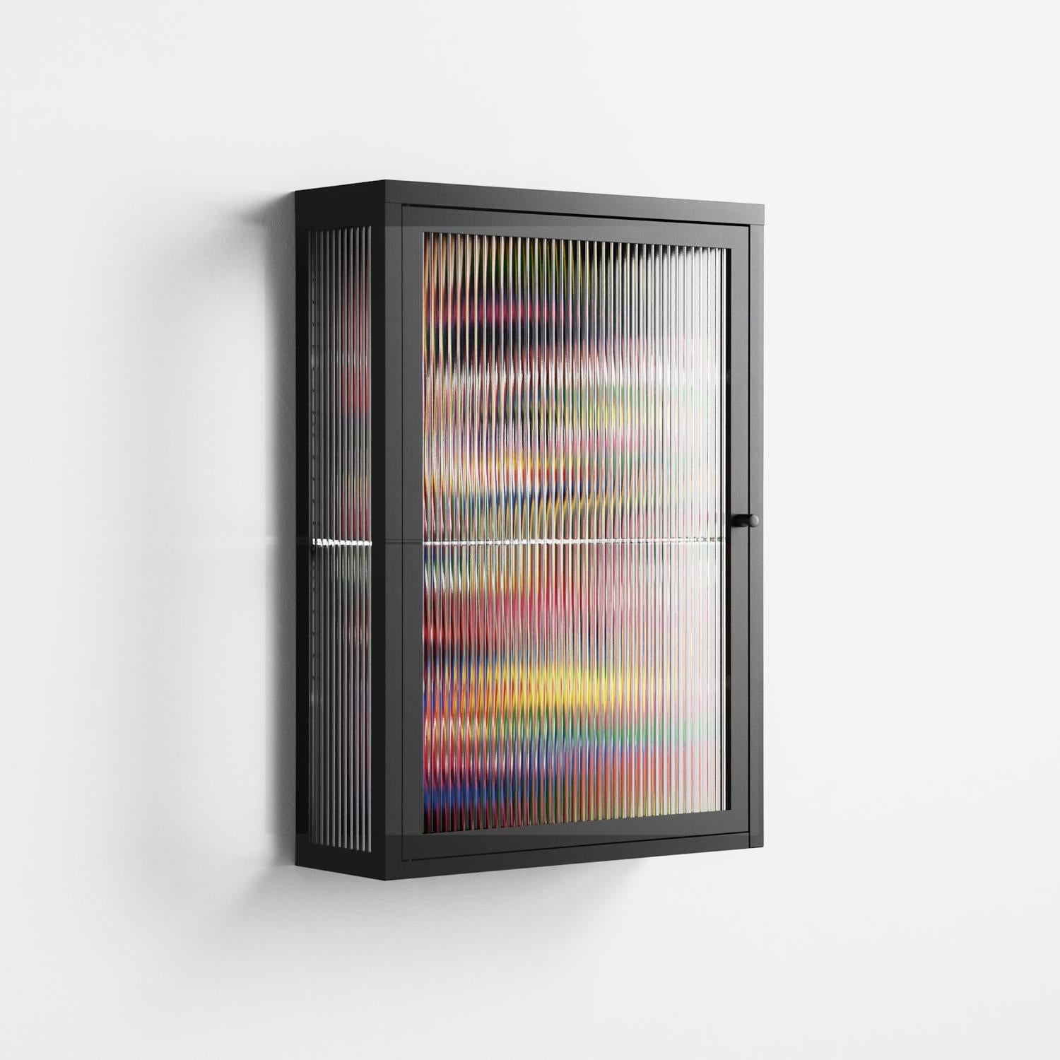 Orbiting Around Herself - Wall Cabinet - Mathilda Kienast - Antracite - Reeded glass