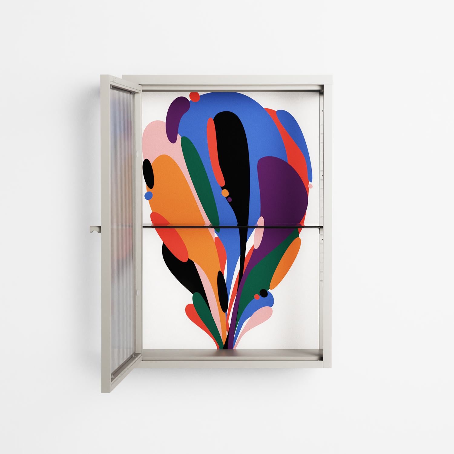 Balloons - Wall Cabinet - Vratislav Pecka - Pebble - Reeded glass