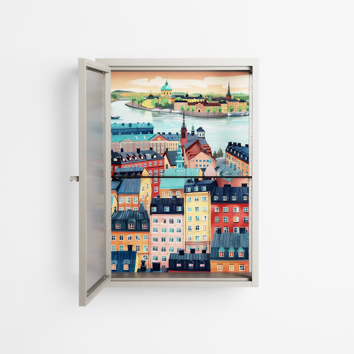 Gamla Stan - Wall Cabinet - Nur Rydberg - Pebble - Reeded glass