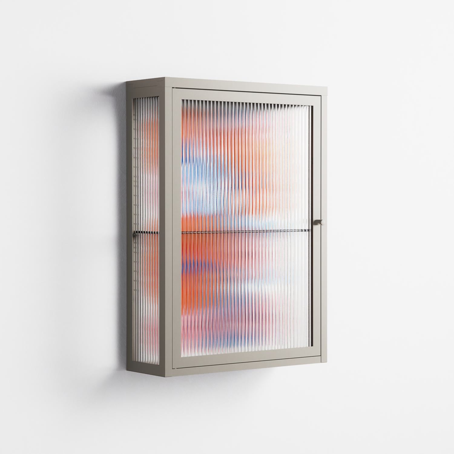 Big Orange Blooms - Wall Cabinet - Katie O’Shea - Pebble - Reeded glass