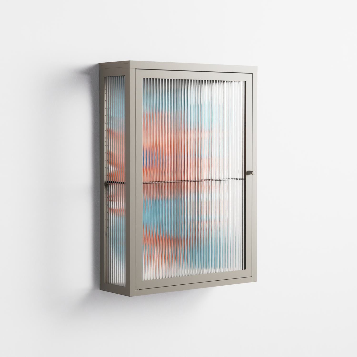 Big Orange Blooms 2 - Wall Cabinet - Katie O’Shea - Pebble - Reeded glass