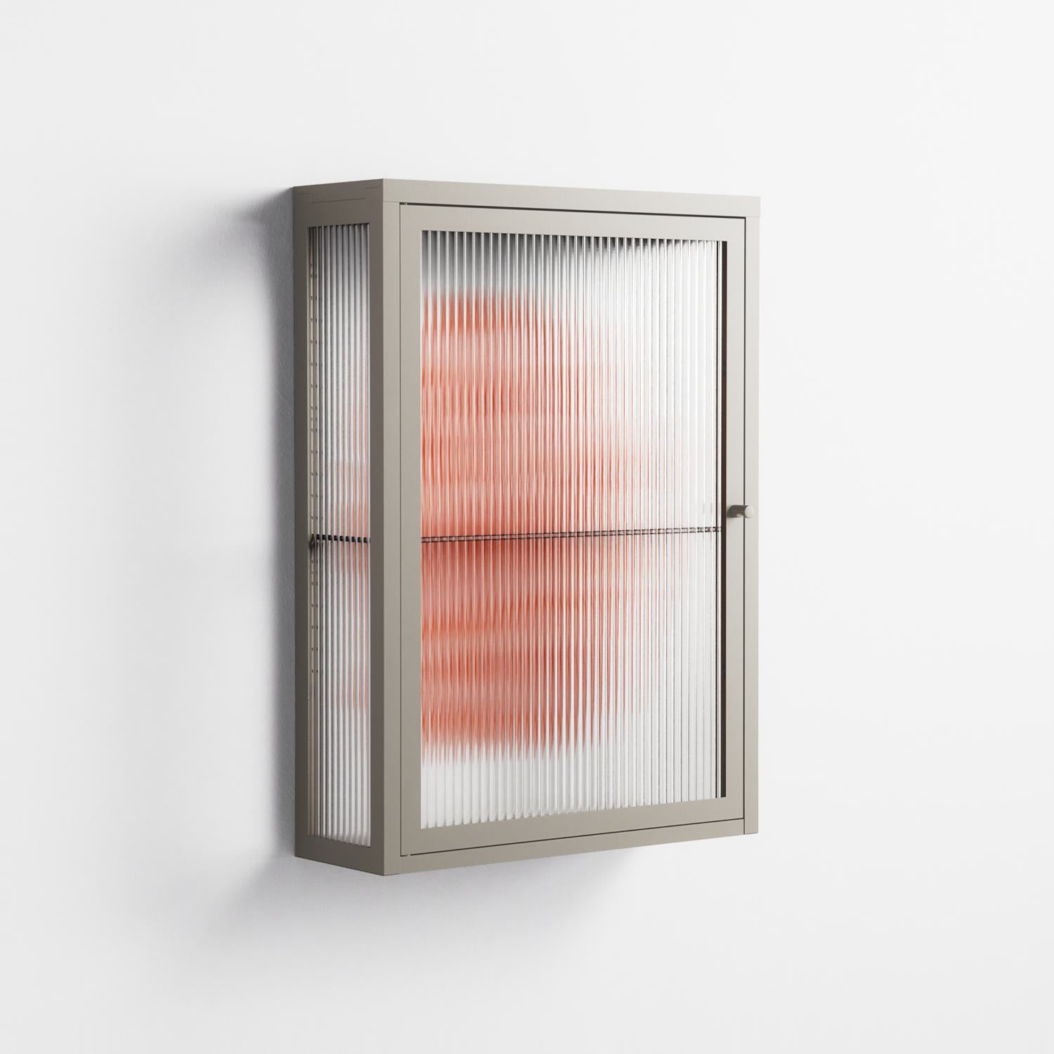 Orange Flowers 1 - Wall Cabinet - Katie O’Shea - Pebble - Reeded glass