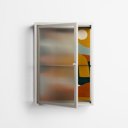 Abstract Sunrise - Wall Cabinet - Amy Suther - Pebble - Reeded glass