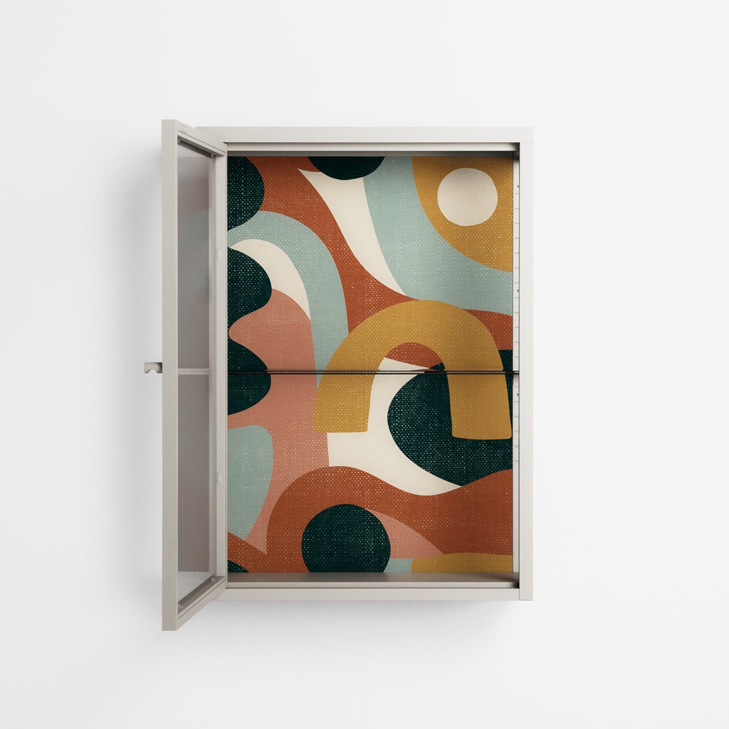 Abstract Sunrise - Wall Cabinet - Amy Suther - Pebble - Reeded glass
