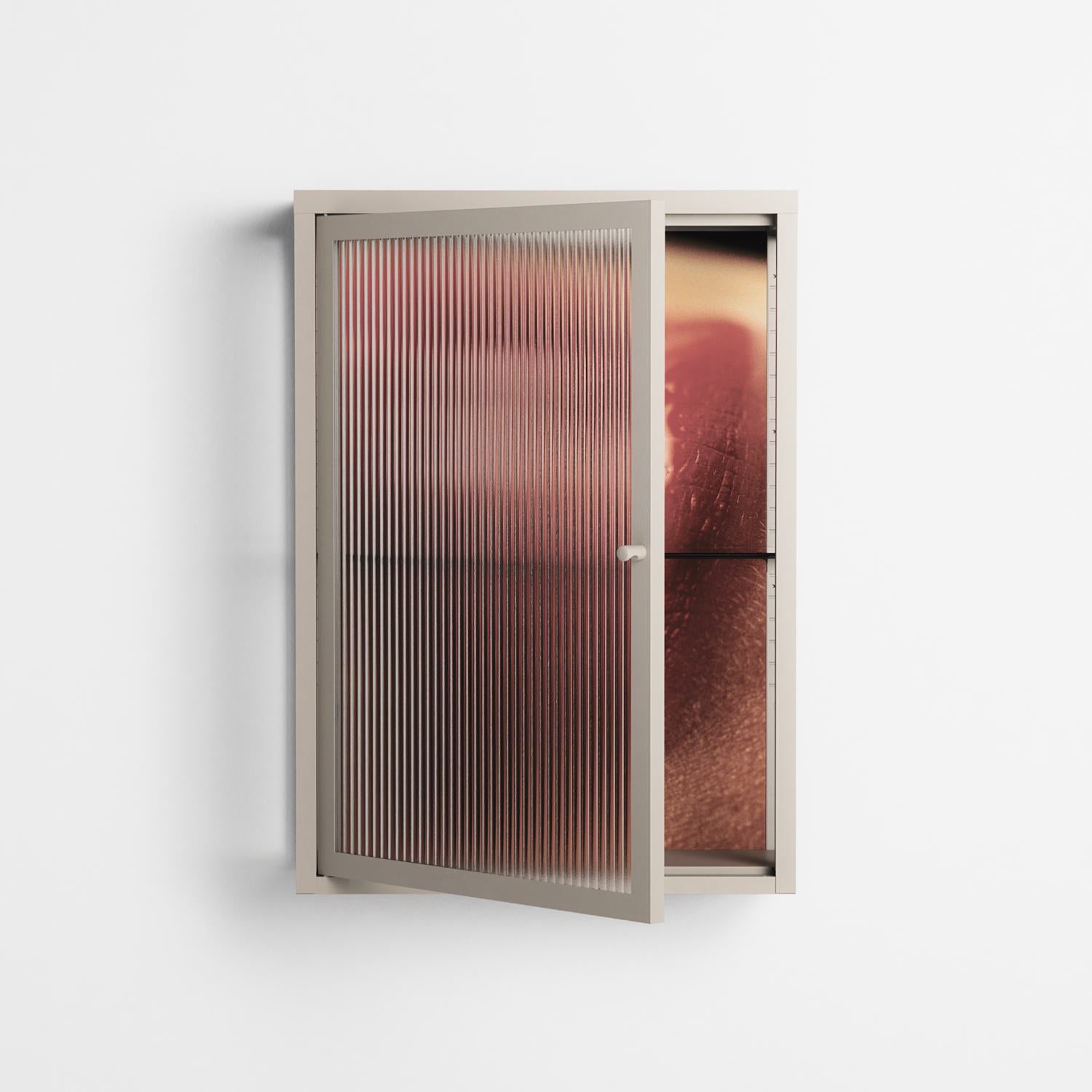 Red 2 - Wall Cabinet - Nadia Ryder - Pebble - Reeded glass