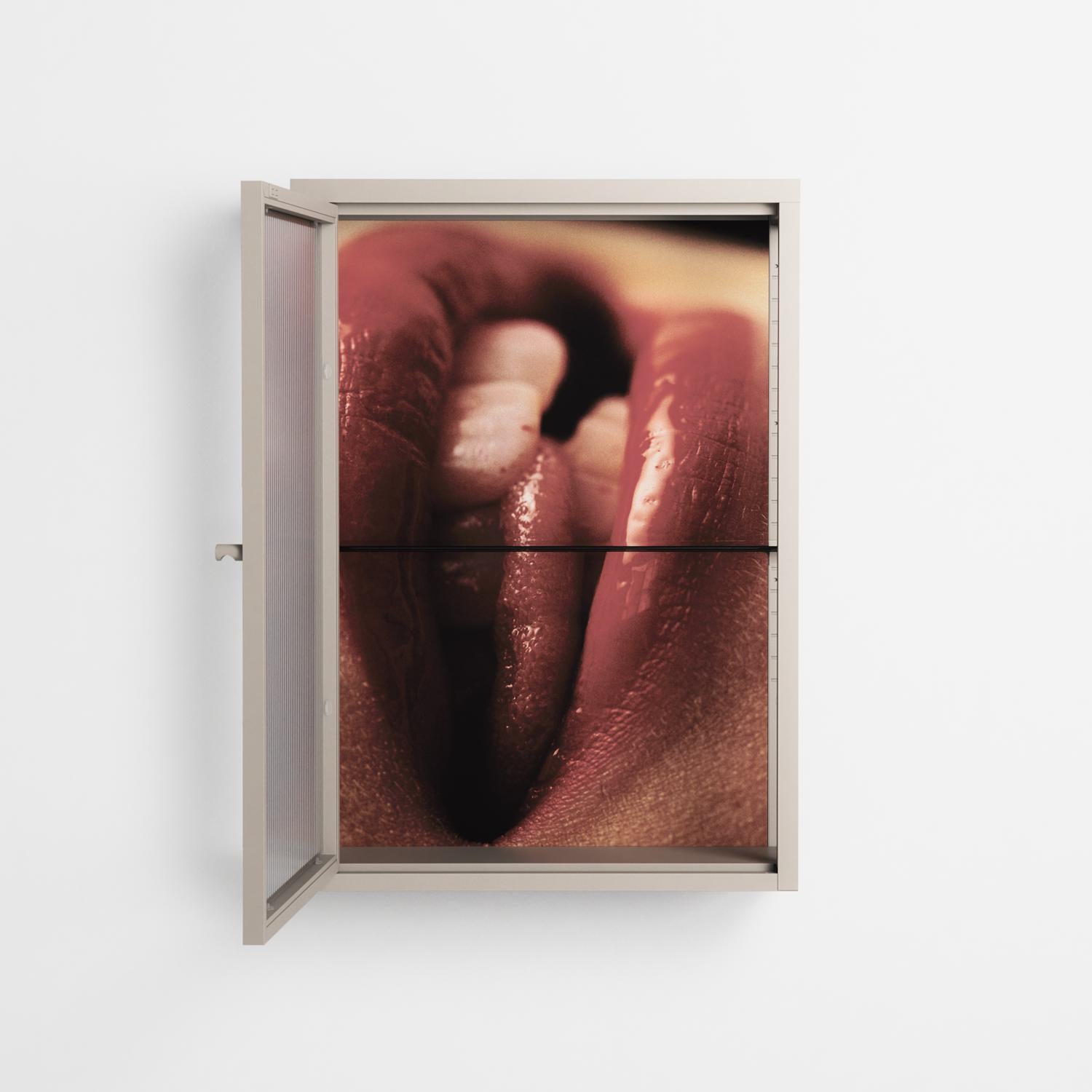 Red 2 - Wall Cabinet - Nadia Ryder - Pebble - Reeded glass