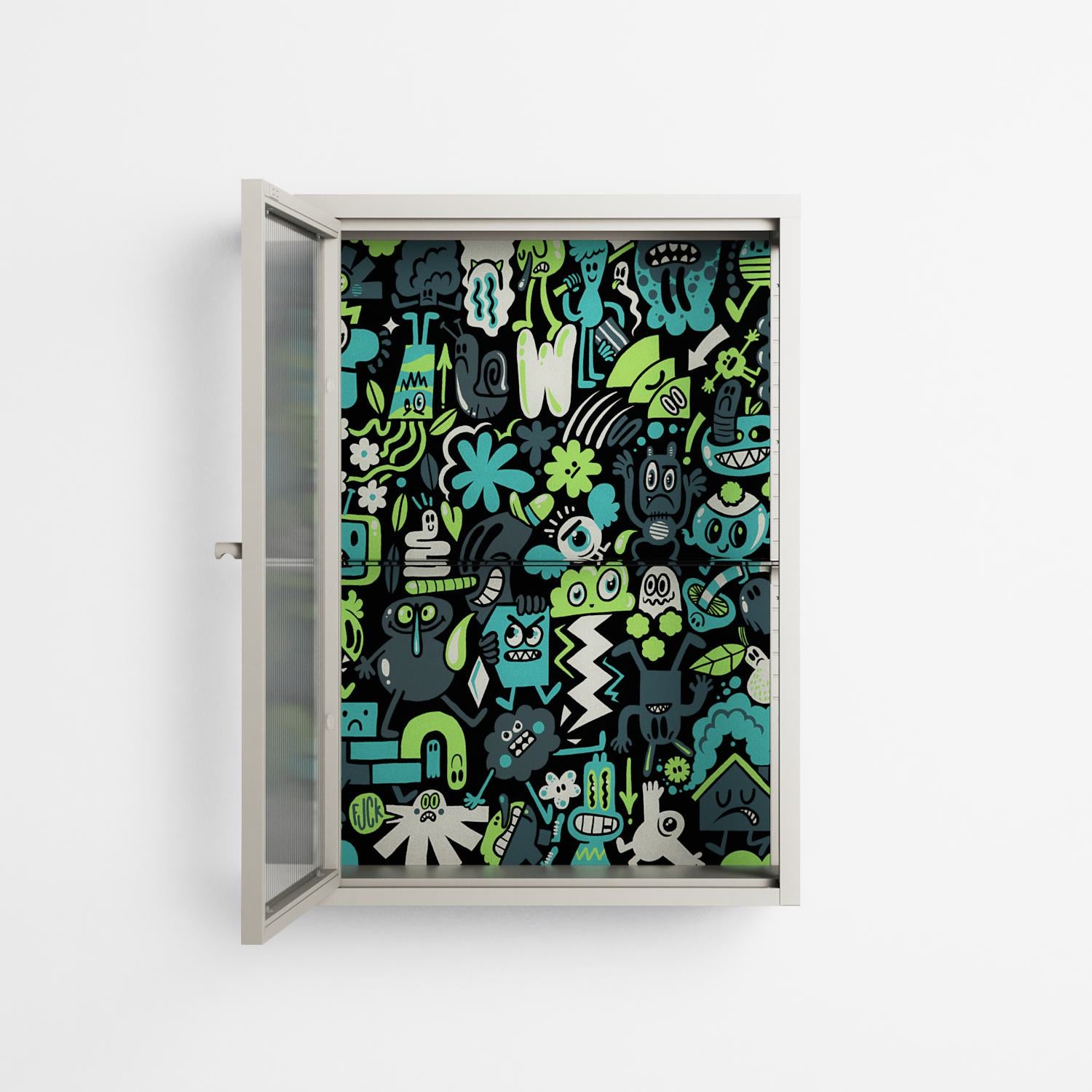 Shapes and Faces - Wall Cabinet - Craig Watkins - Pebble - Reeded glass