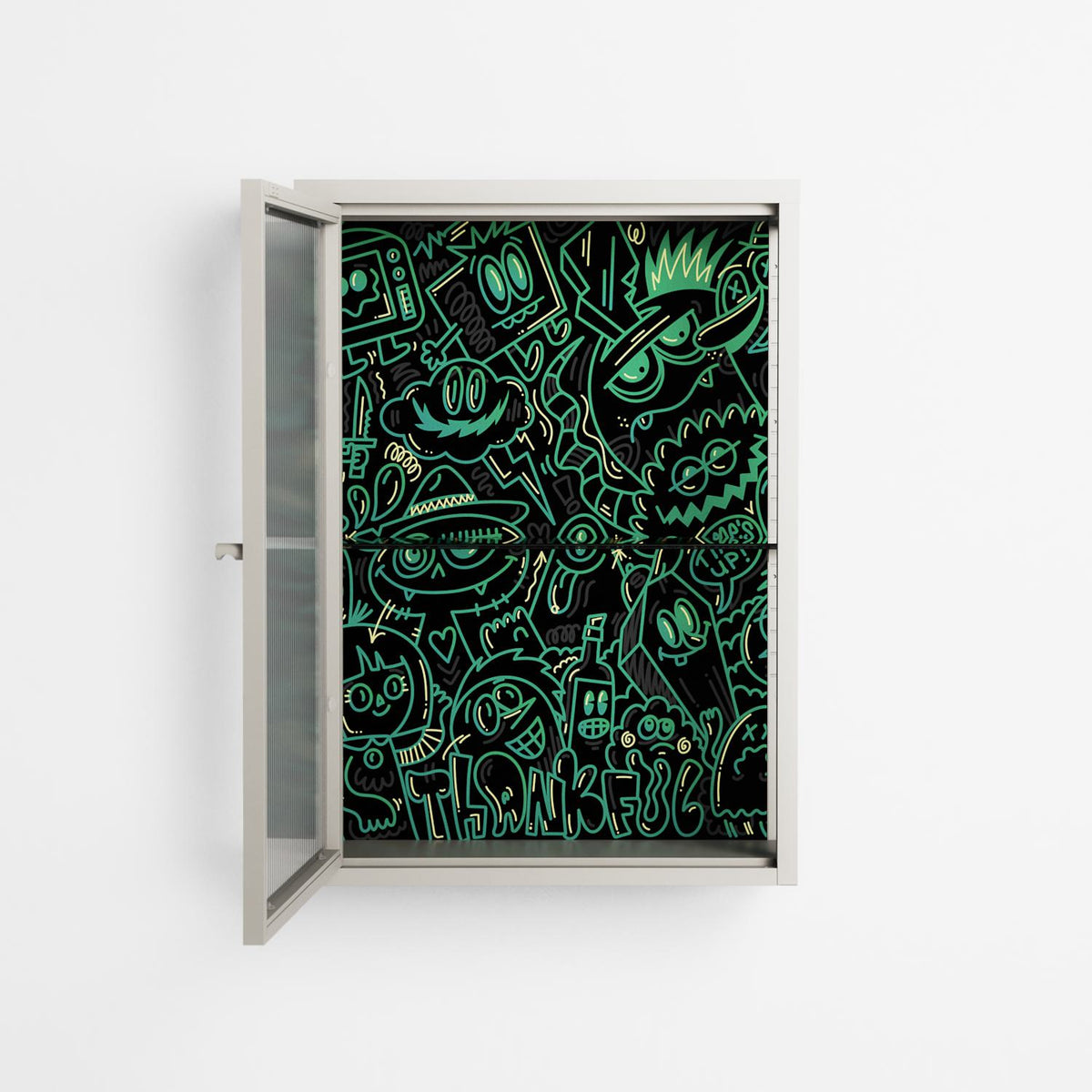 Thankful - Wall Cabinet - Craig Watkins - Pebble - Reeded glass