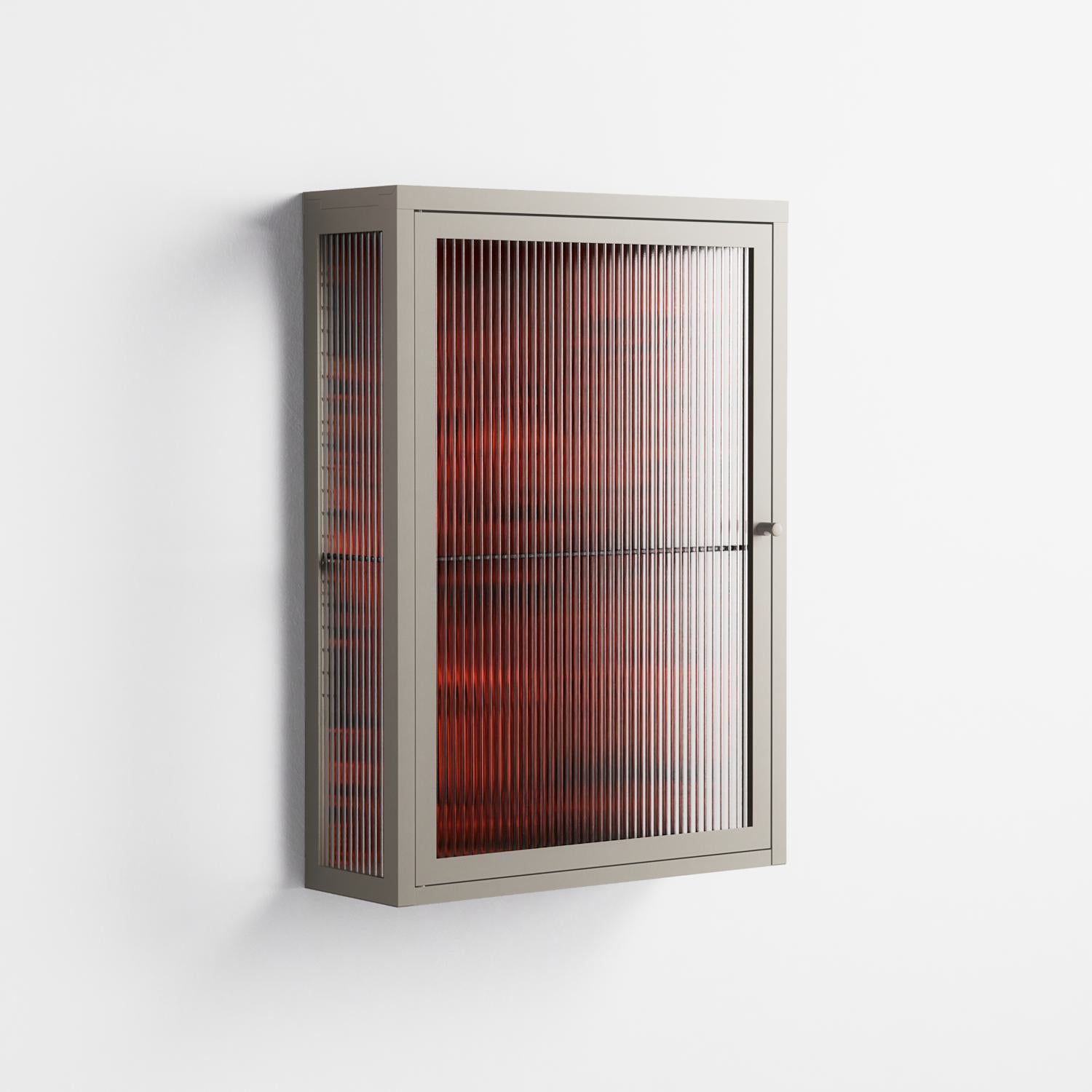 Wottosque Red - Wall Cabinet - Craig Watkins - Pebble - Reeded glass