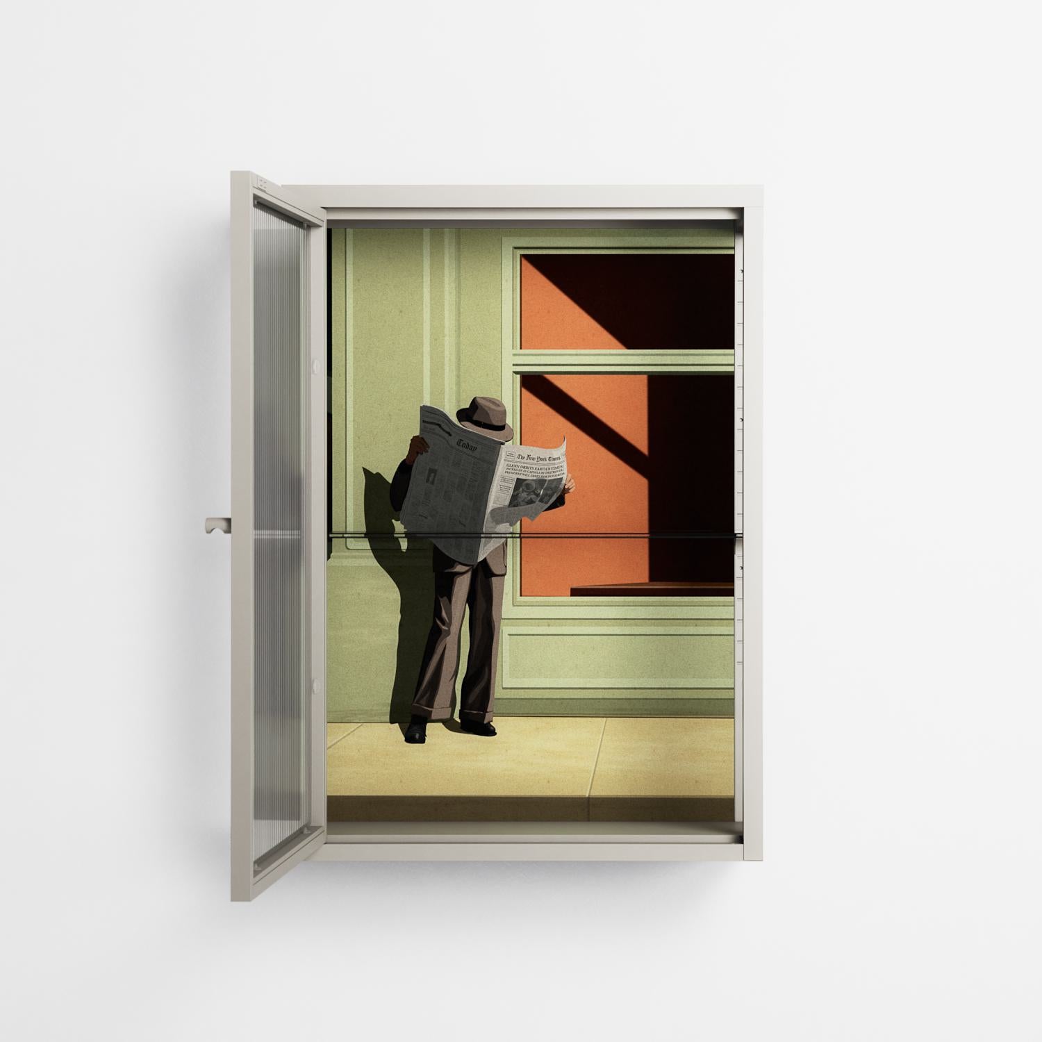 Anonymous Reader - Wall Cabinet - Kristin Eriksson - Pebble - Reeded glass