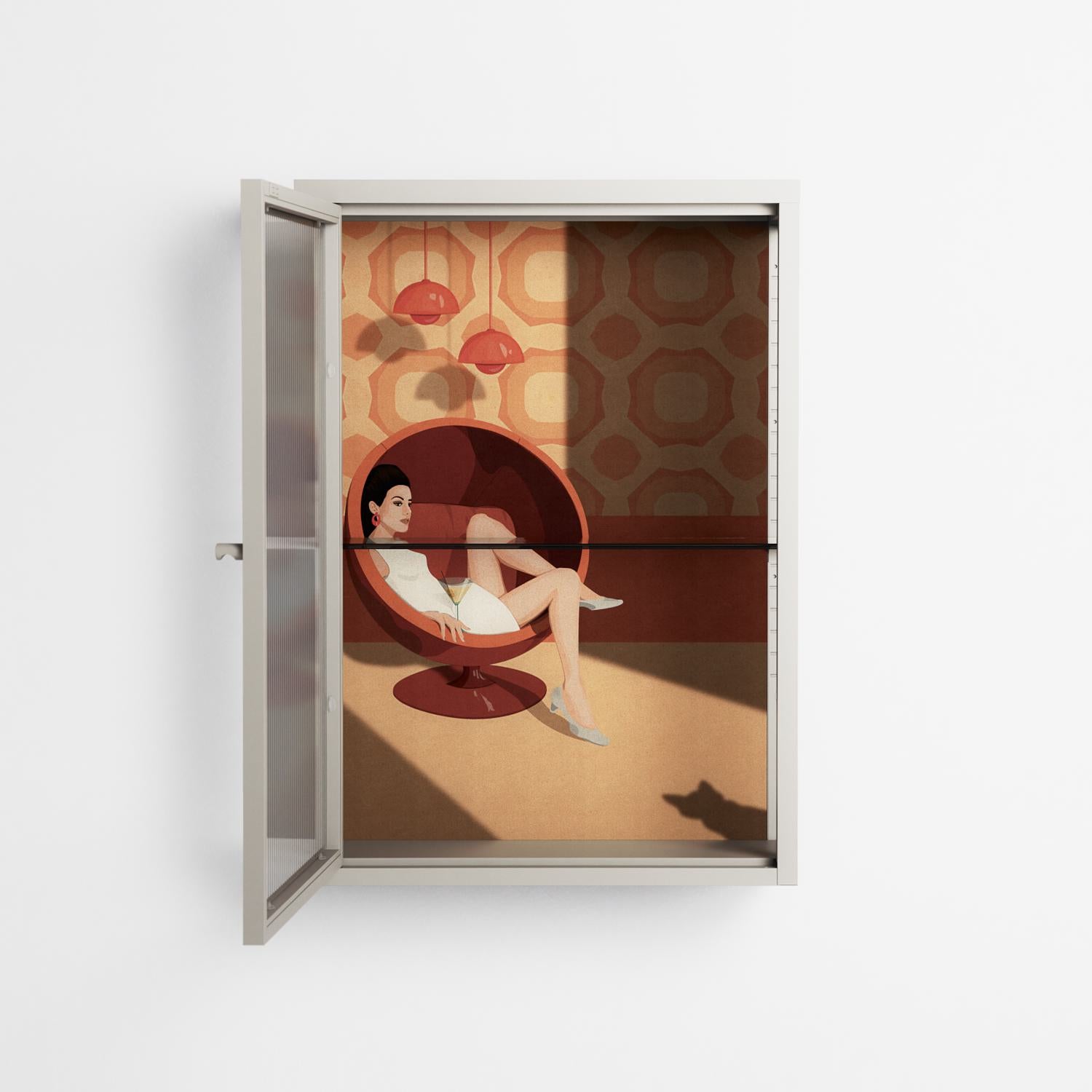 Women In Ballchair - Wall Cabinet - Kristin Eriksson - Pebble - Reeded glass