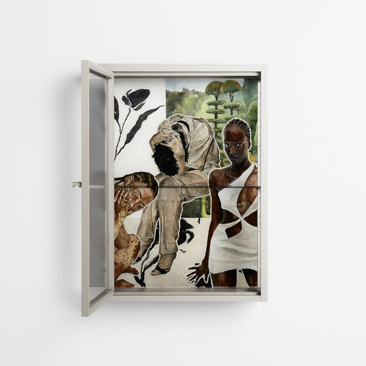 As The Rain Falls - Wall Cabinet - Sophie Goudman-Peachey - Pebble - Reeded glass
