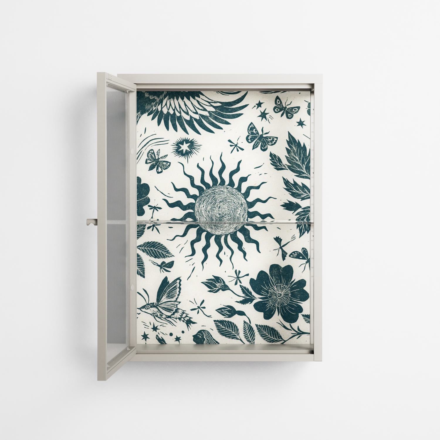 Ode to Summer 6 - Wall Cabinet - Diana Catchpole - Pebble - Reeded glass