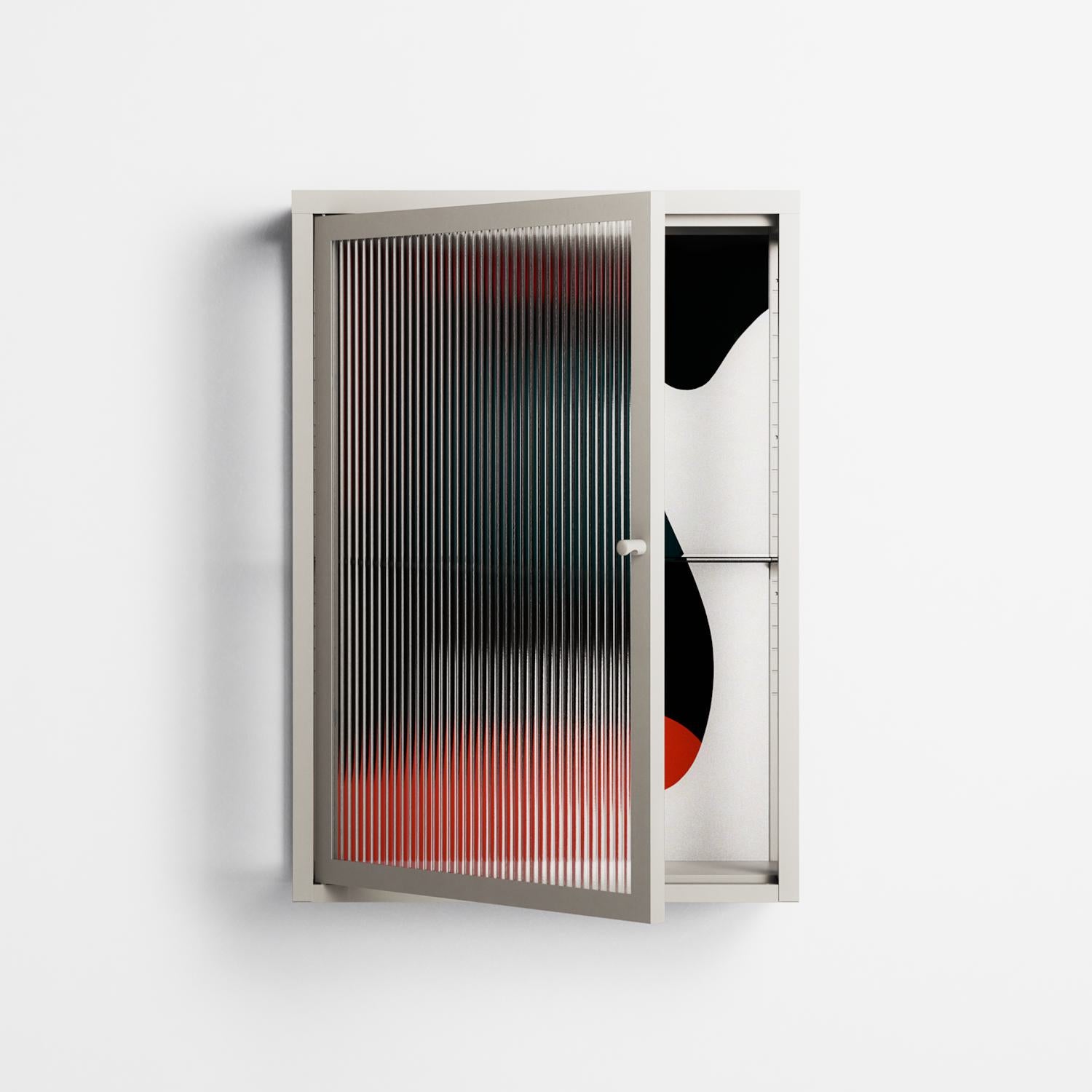 Plume - Wall Cabinet - Rikki Hewitt - Pebble - Reeded glass